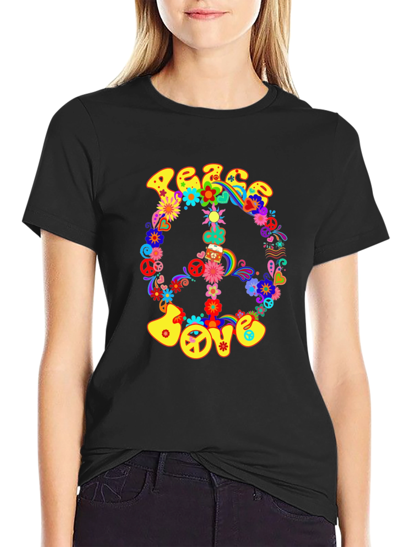 Peace & Love Graphic T-Shirt - Retro Style