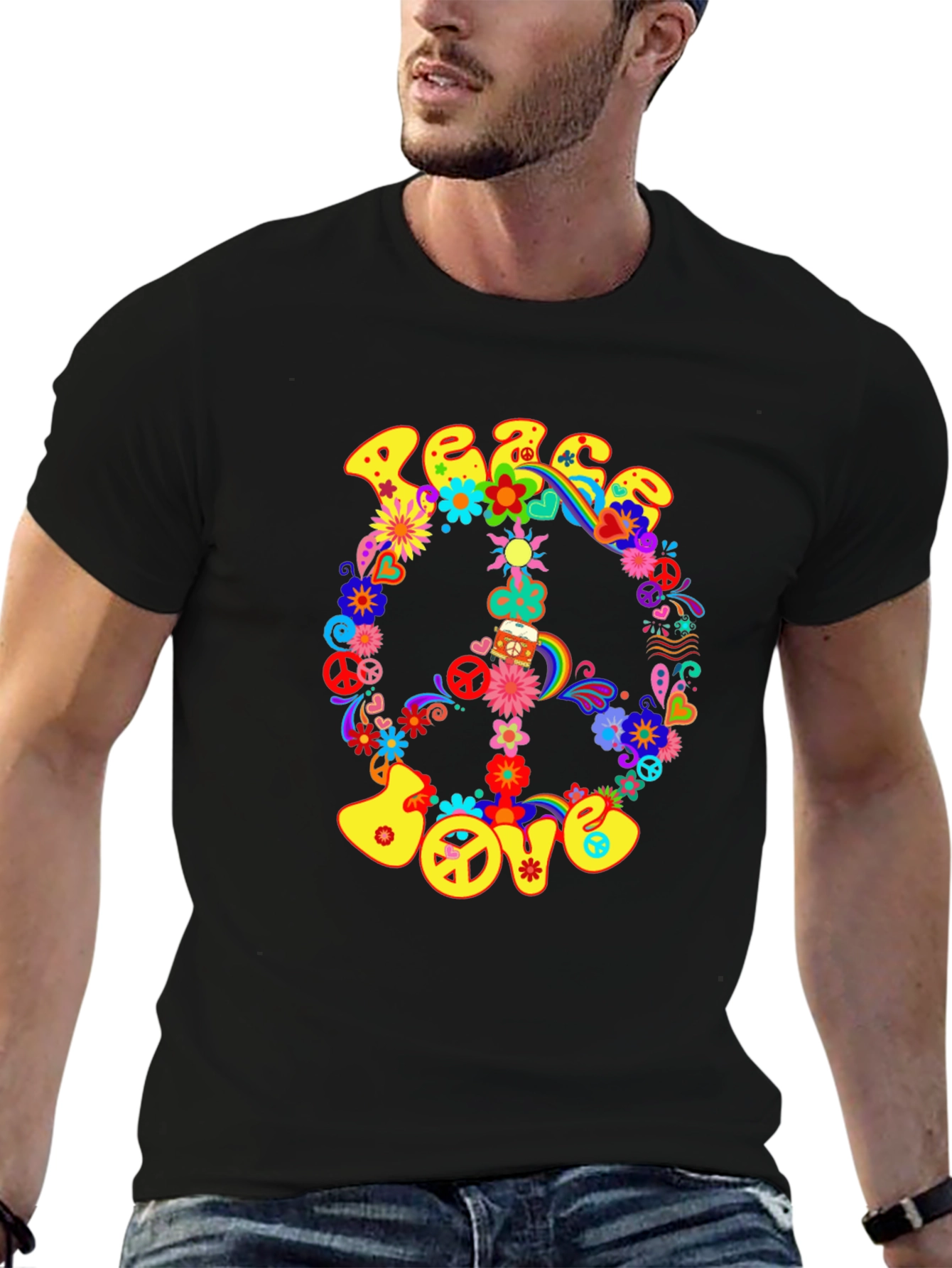 Peace & Love Graphic T-Shirt - Retro Style
