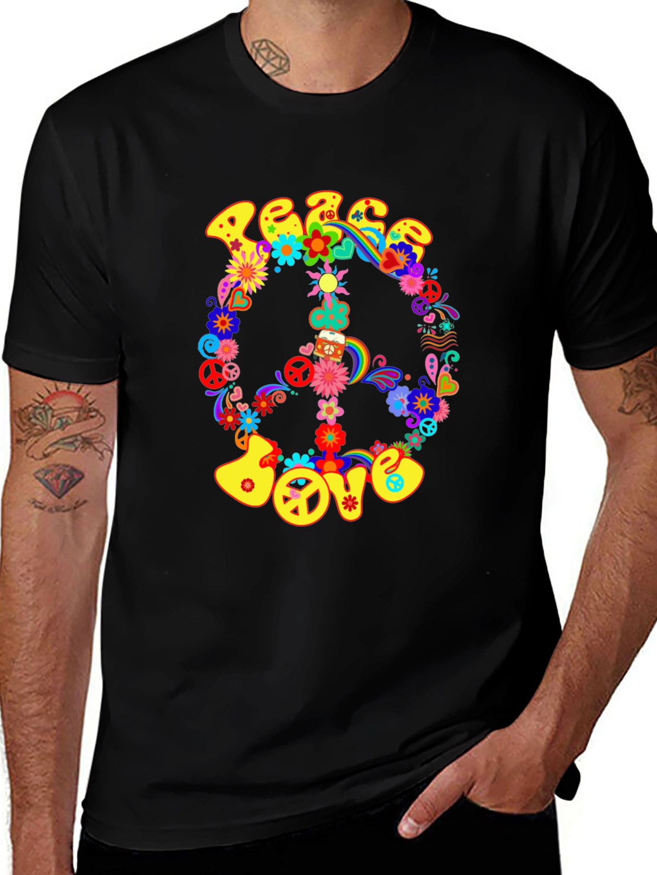 Peace & Love Graphic T-Shirt - Retro Style