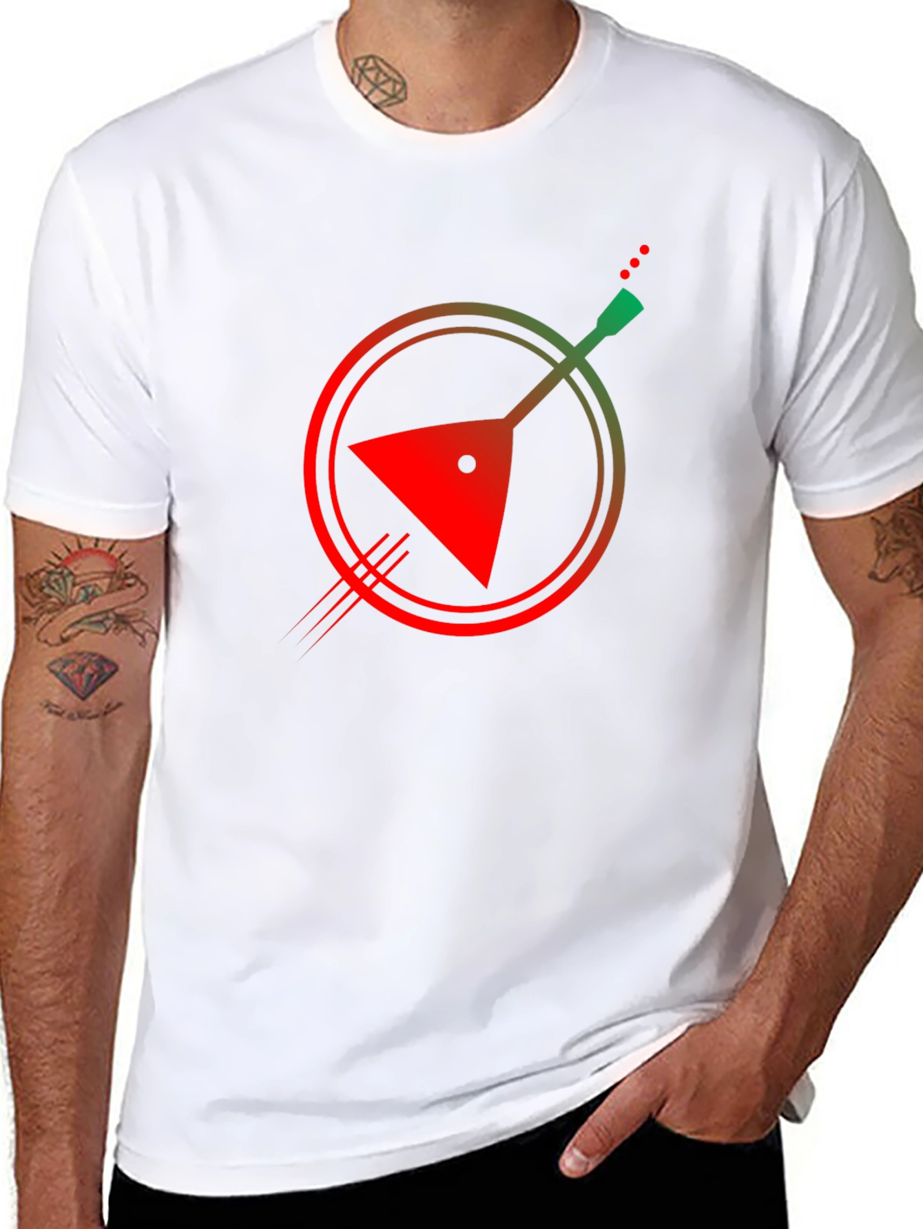 Abstract Balalaika Graphic Tee - Black Cotton T-Shirt