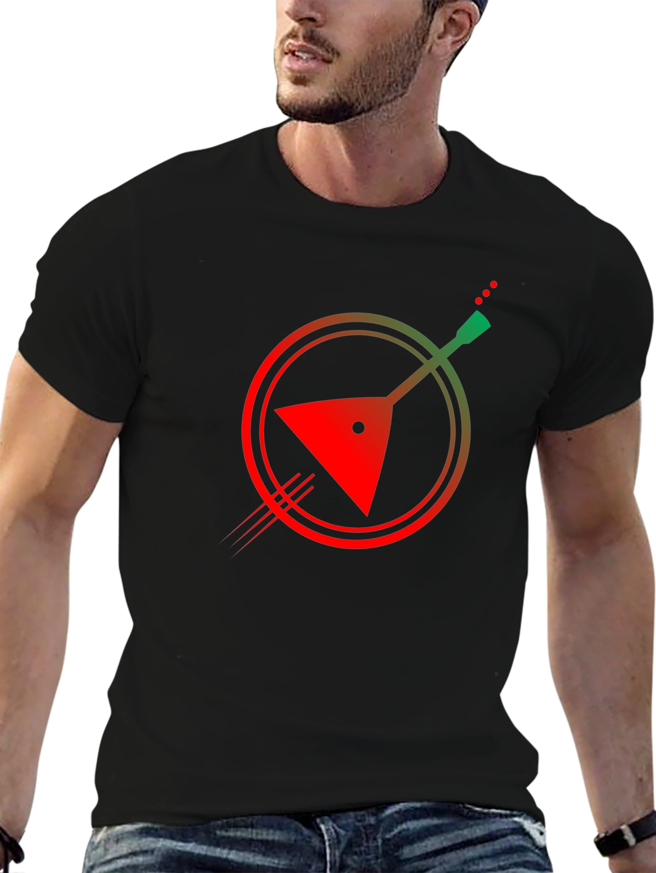 Abstract Balalaika Graphic Tee - Black Cotton T-Shirt