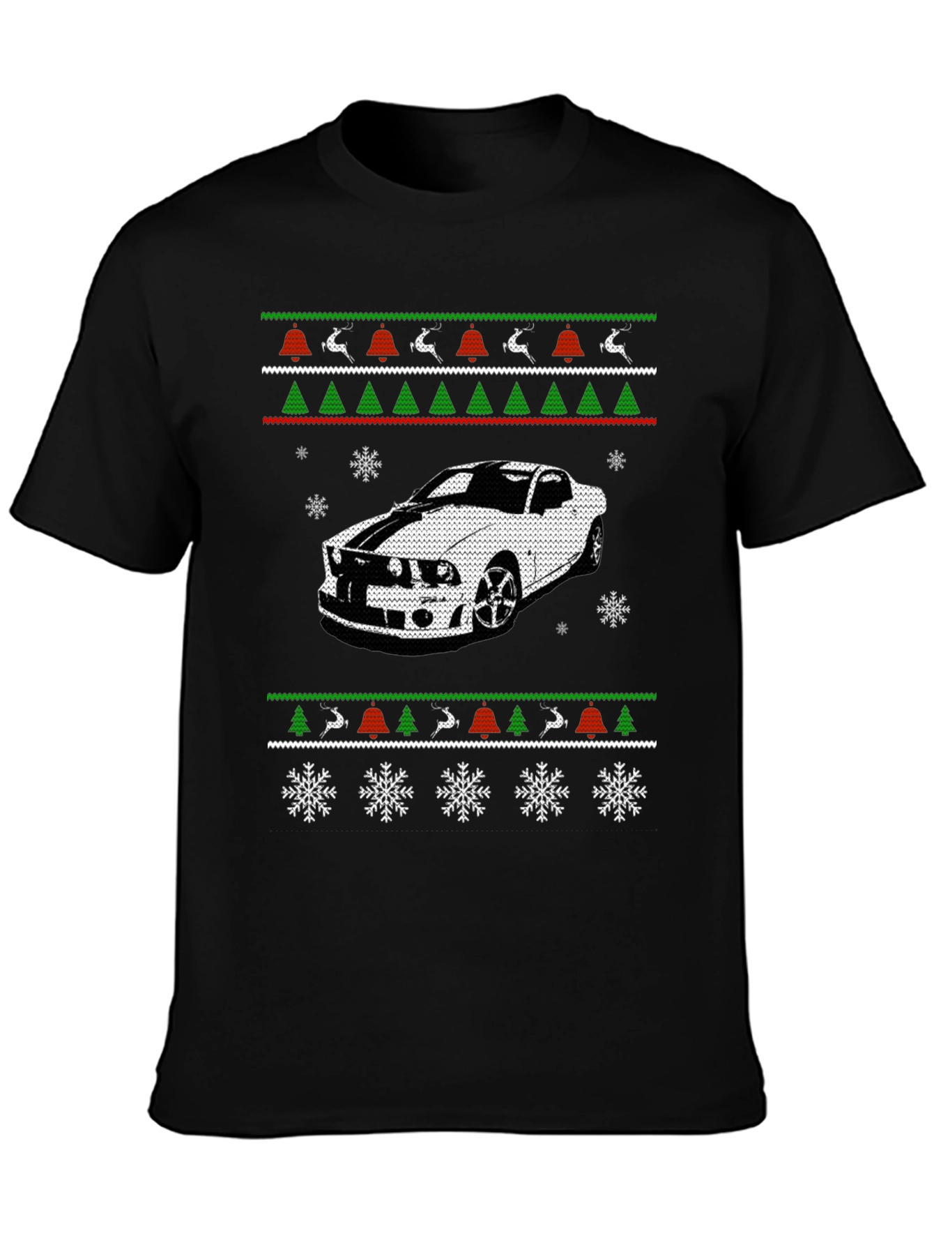 Car Christmas Ugly Sweater Style T-Shirt