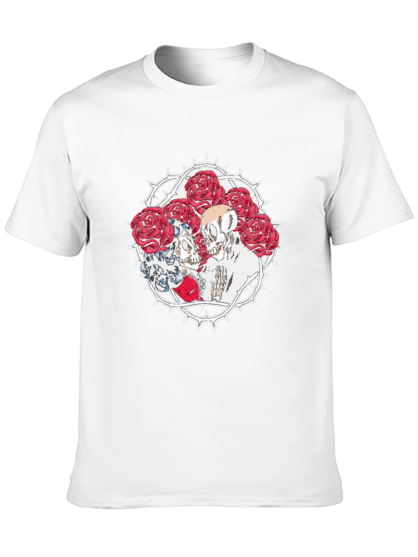 Skull & Roses Graphic Print Black T-Shirt