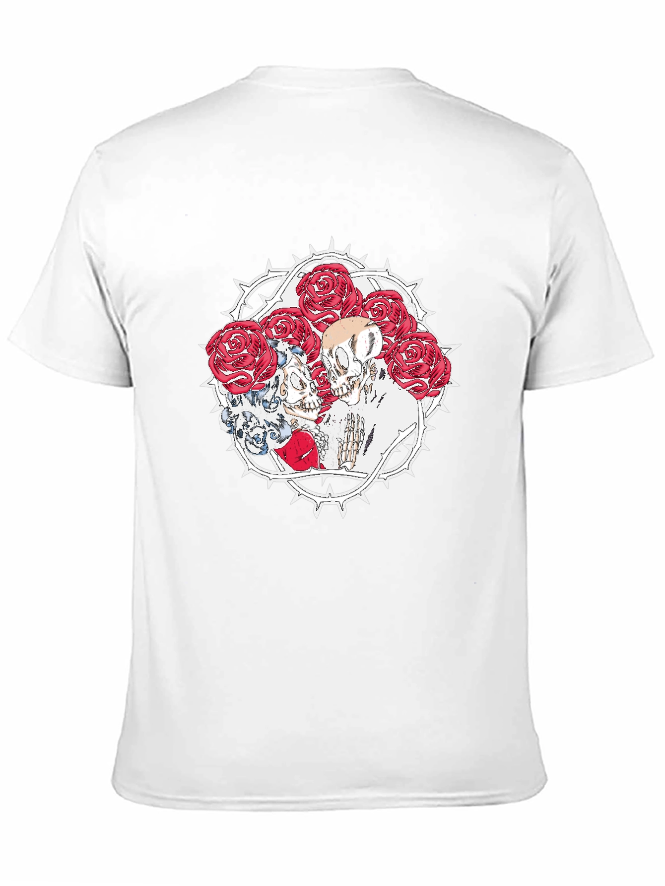Skull & Roses Graphic Print Black T-Shirt