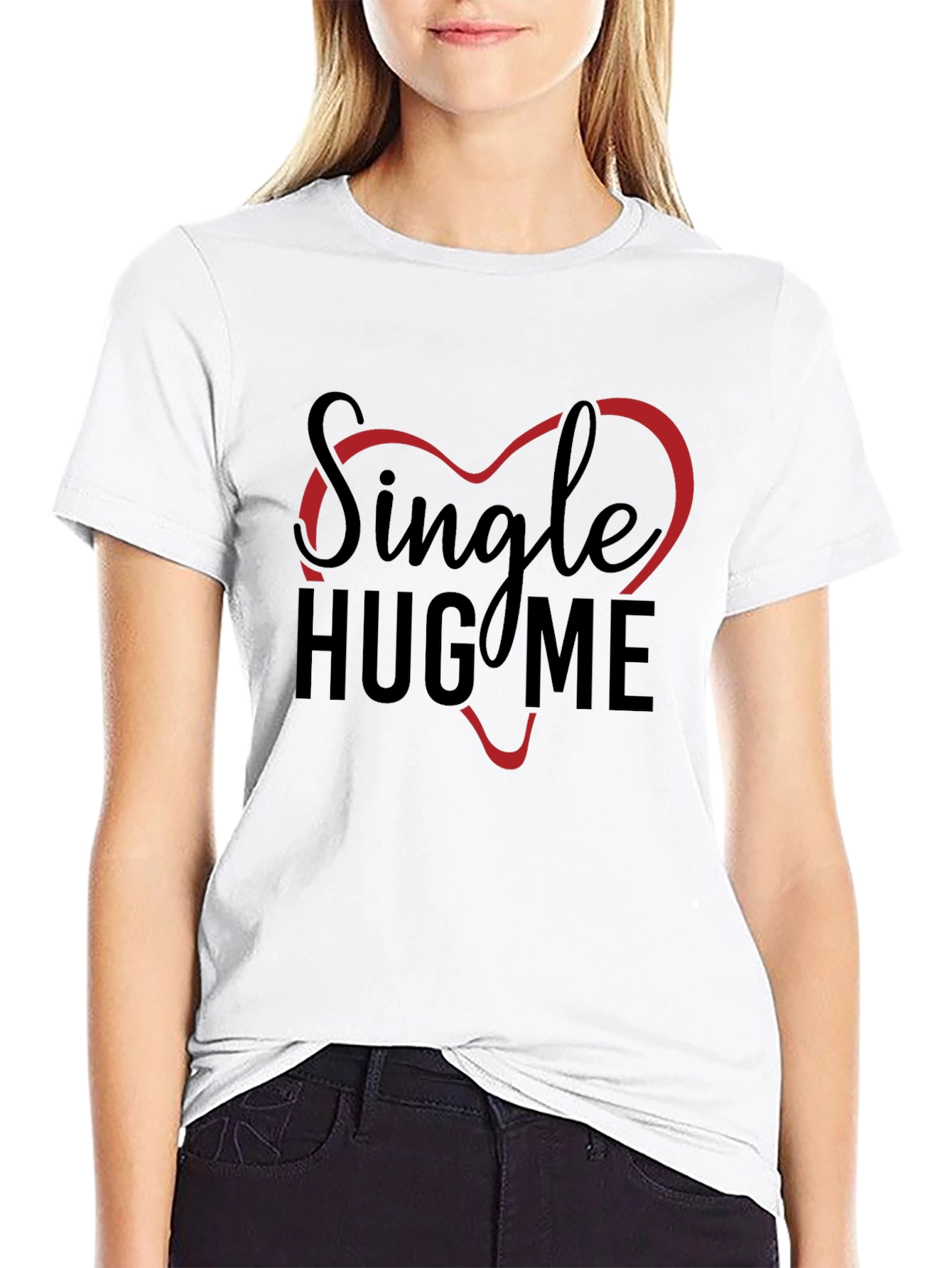 Single Hug Me Graphic T-Shirt - Black