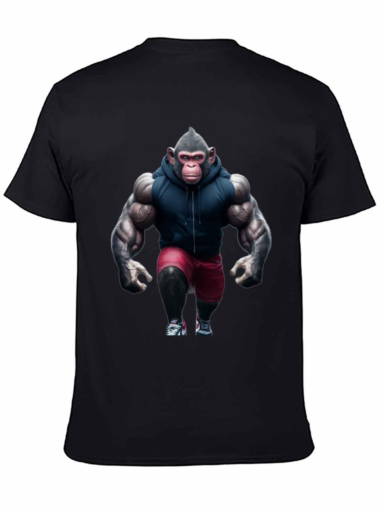 Muscle Monkey Black T-Shirt - Gym Ready Ape Design