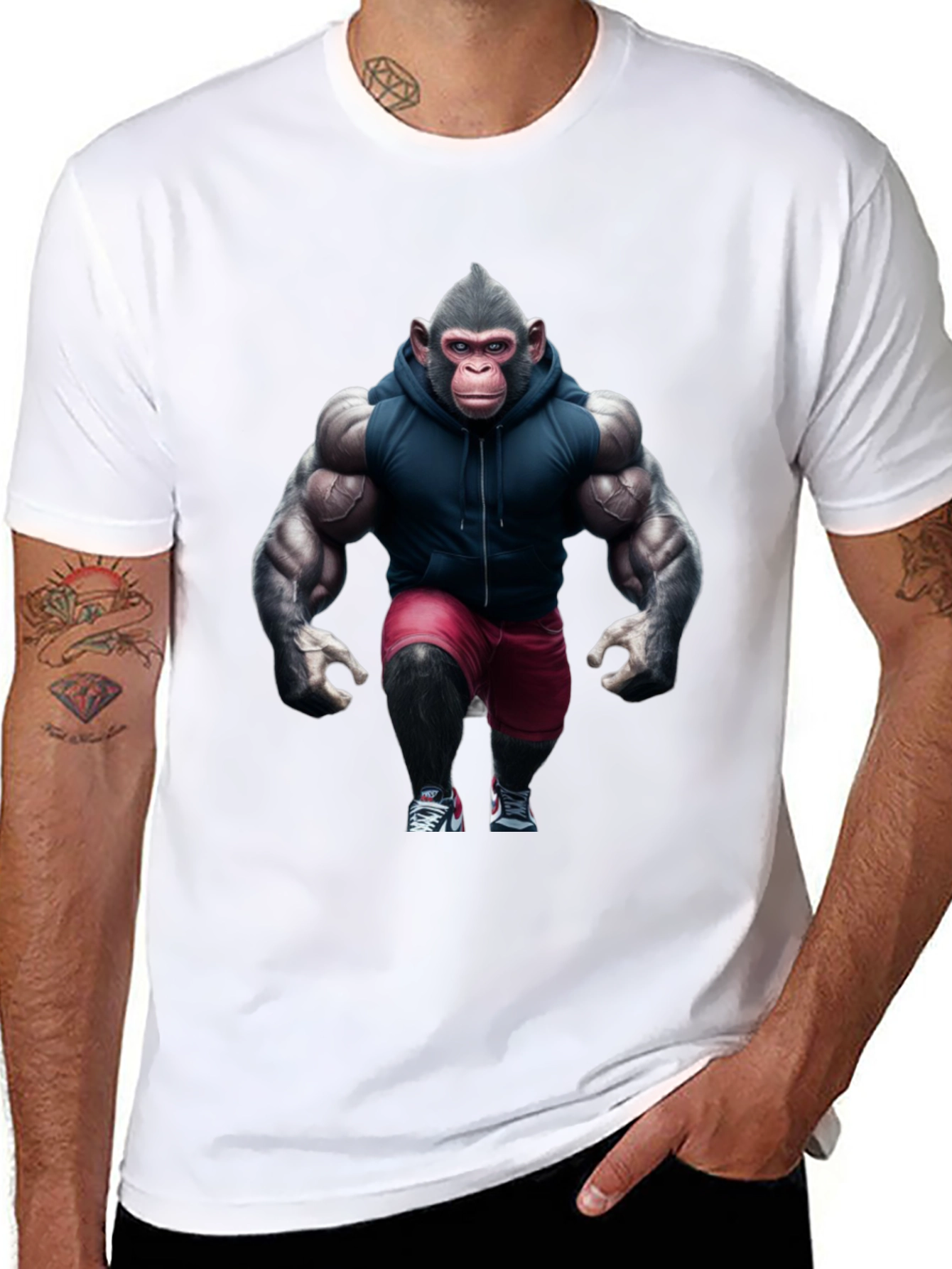 Muscle Monkey Black T-Shirt - Gym Ready Ape Design