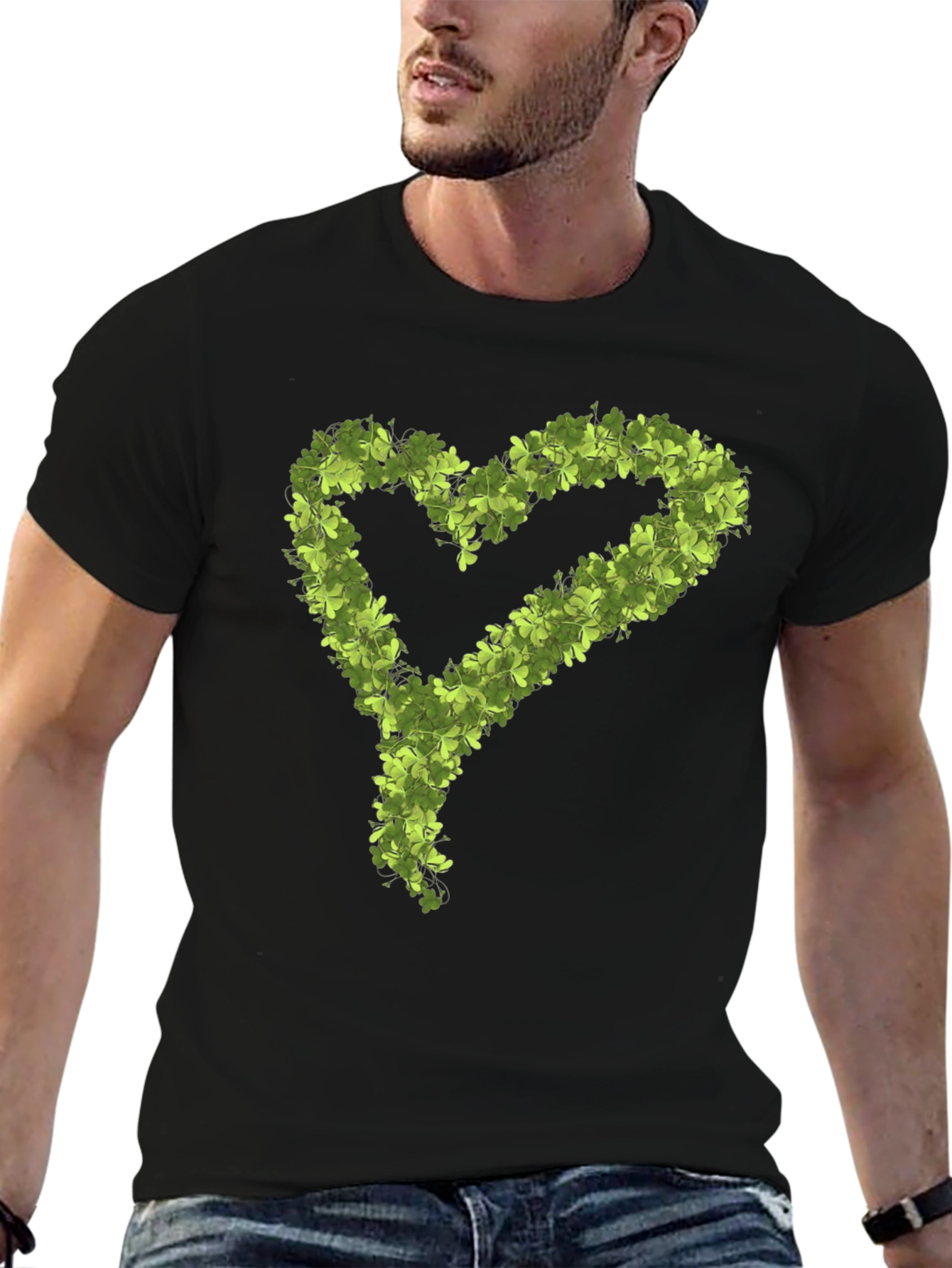 Shamrock Heart Graphic Black T-Shirt