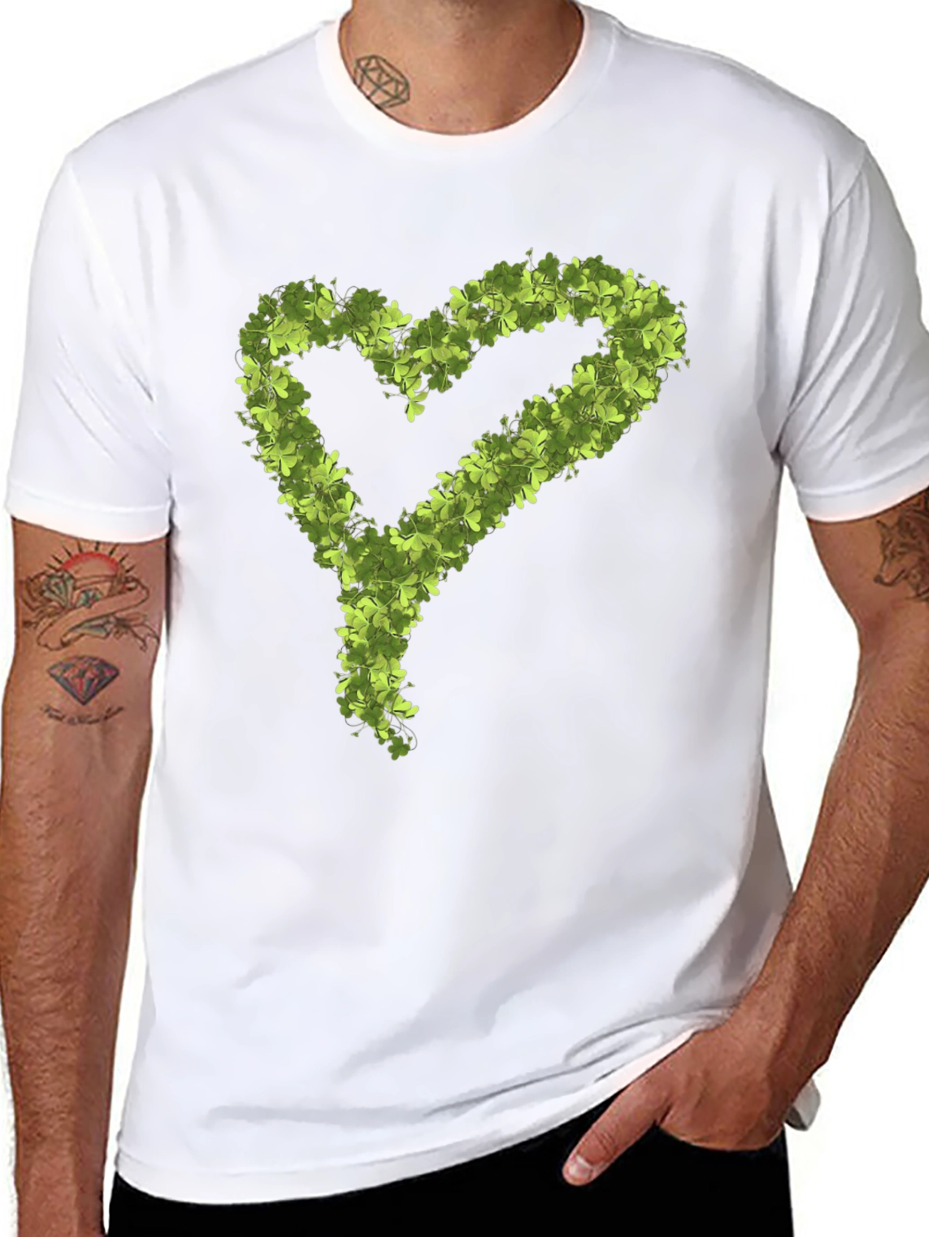 Shamrock Heart Graphic Black T-Shirt
