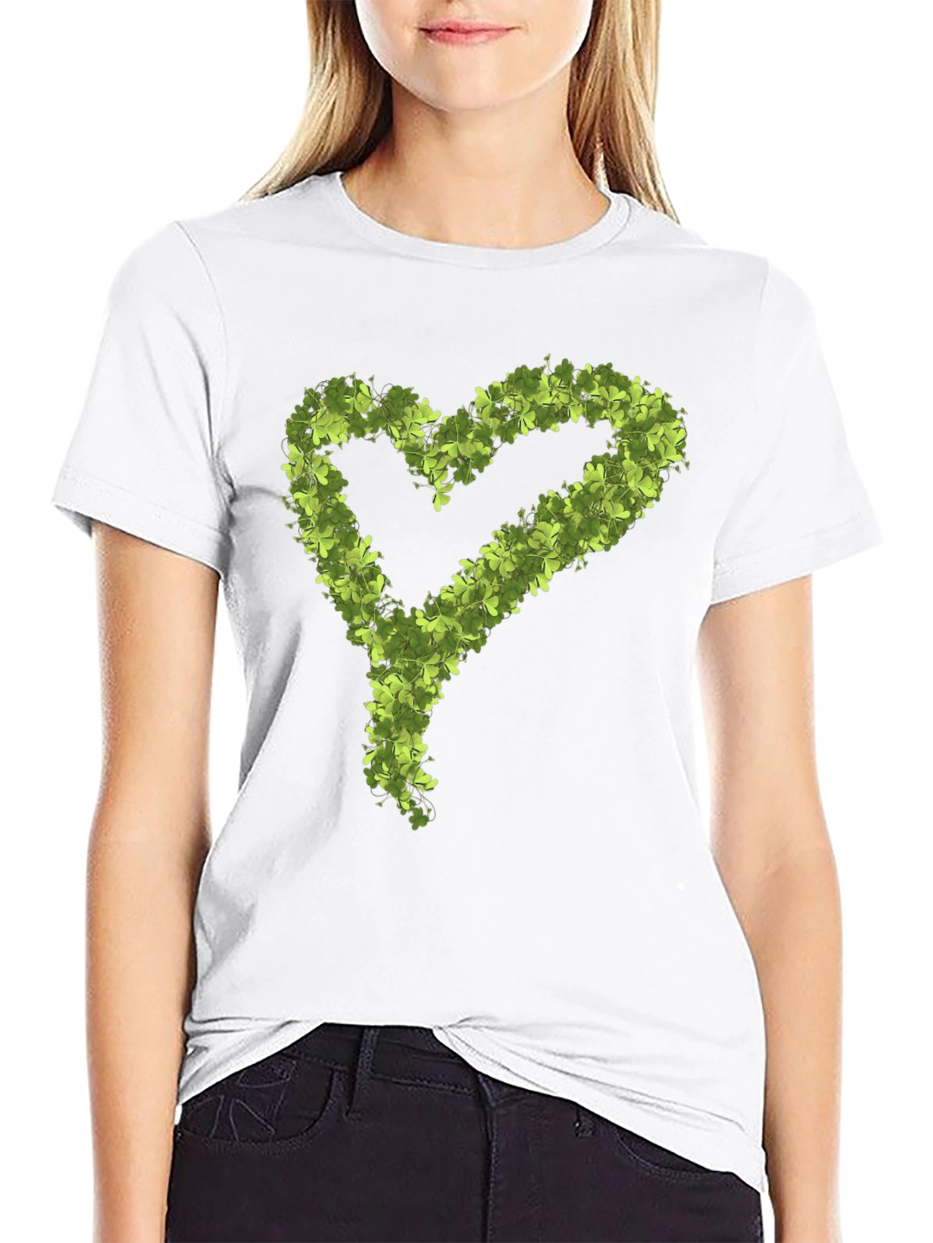 Shamrock Heart Graphic Black T-Shirt