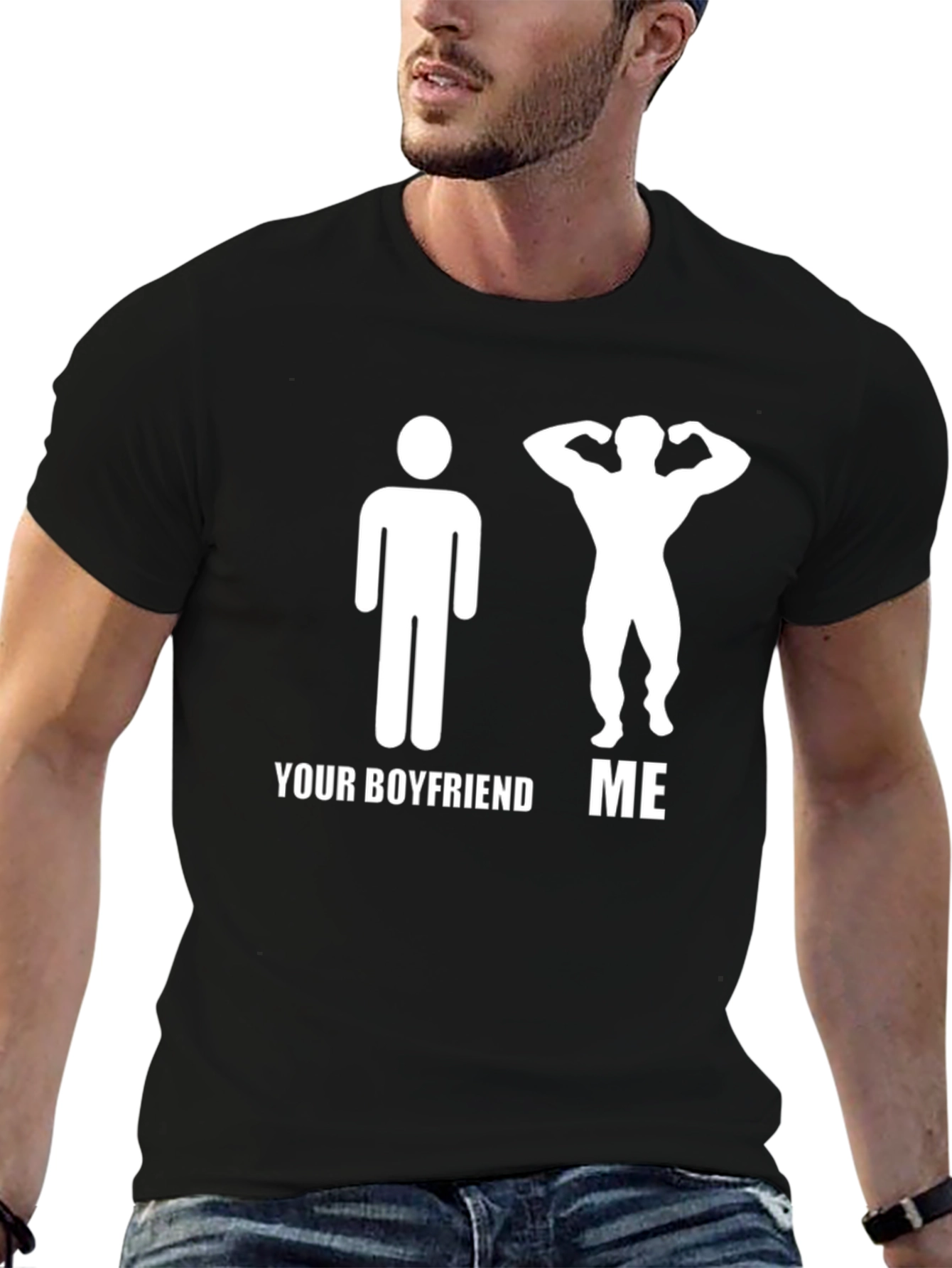 Humorous Your Boyfriend vs. Me Graphic T-Shirt