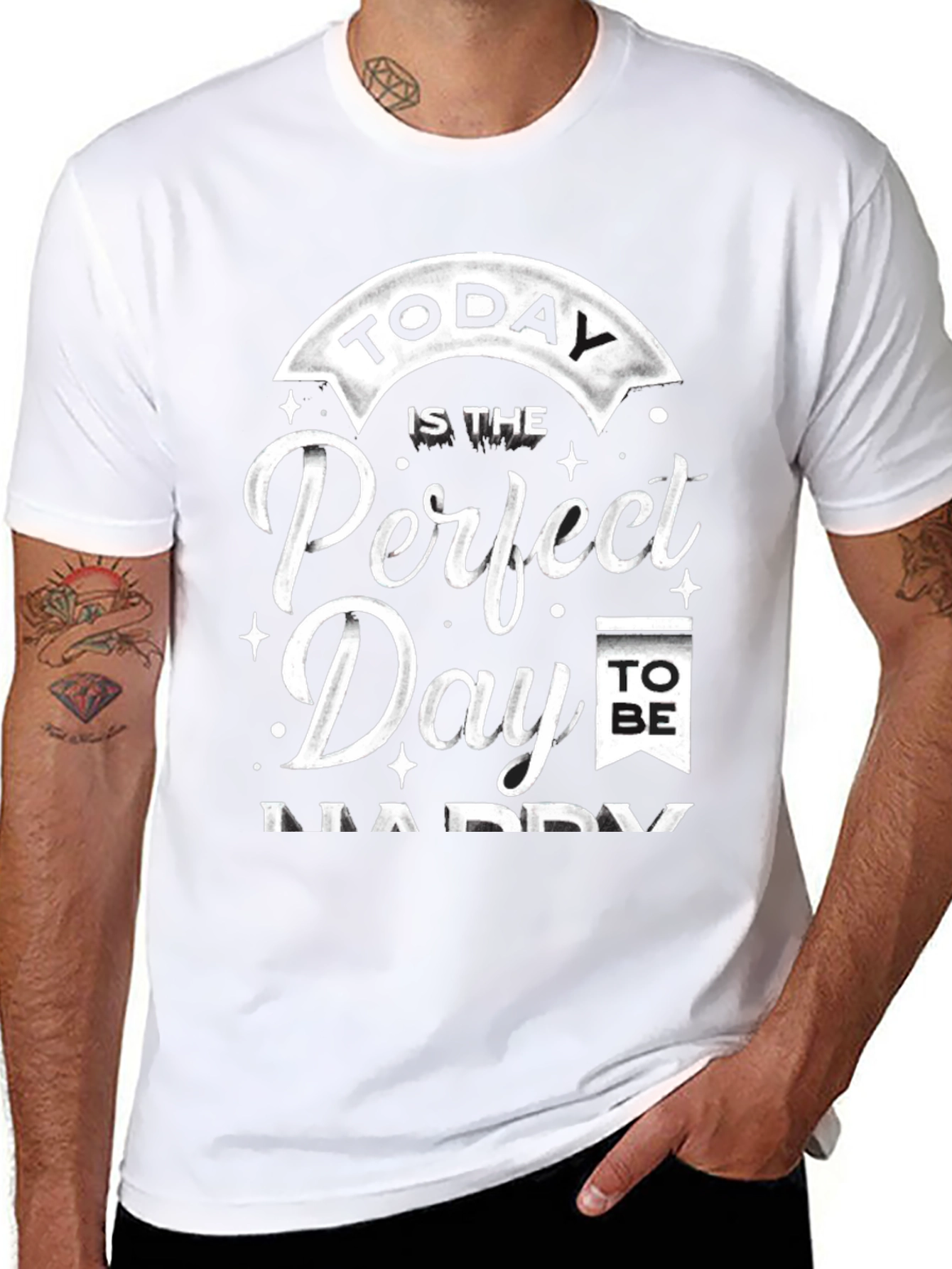 Perfect Day to Be Happy Graphic Tee - Black