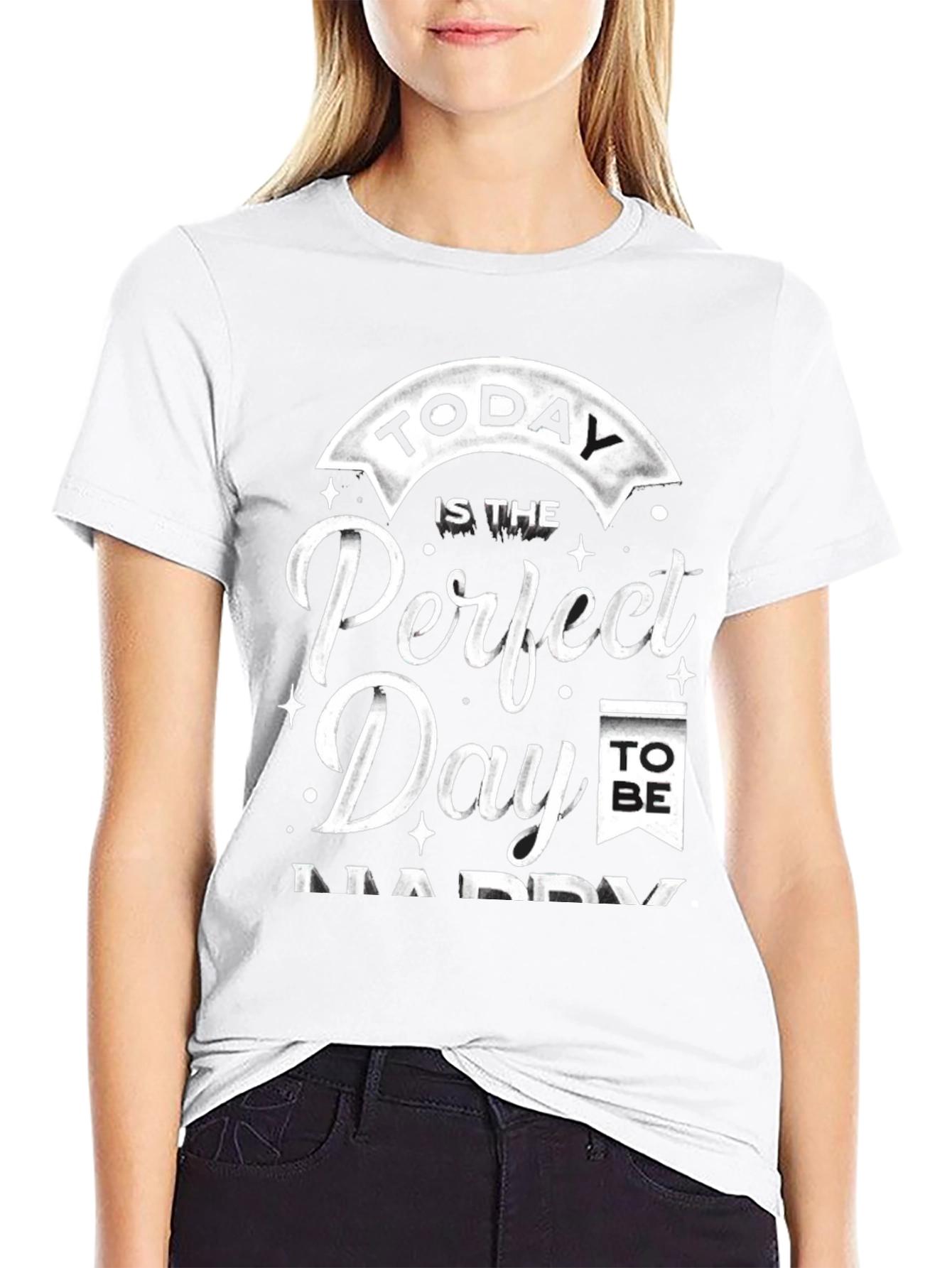 Perfect Day to Be Happy Graphic Tee - Black
