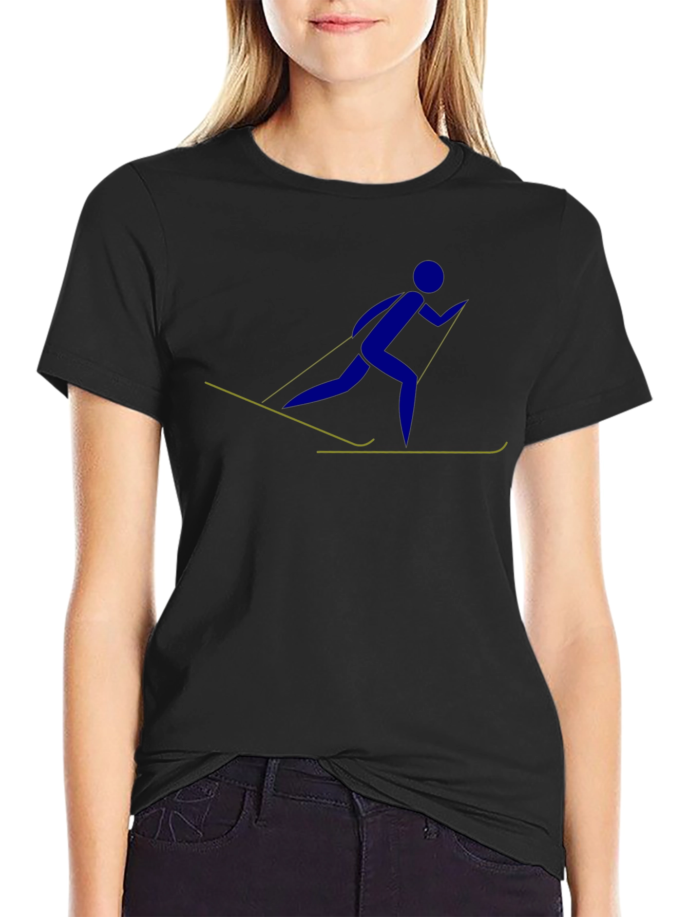 Skiing Stick Figure Graphic Tee