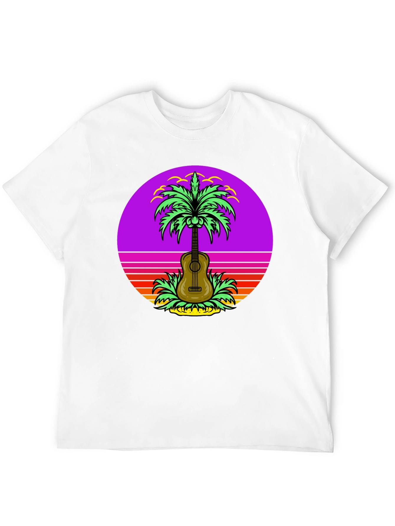 Retro Guitar Palm Tree T-Shirt