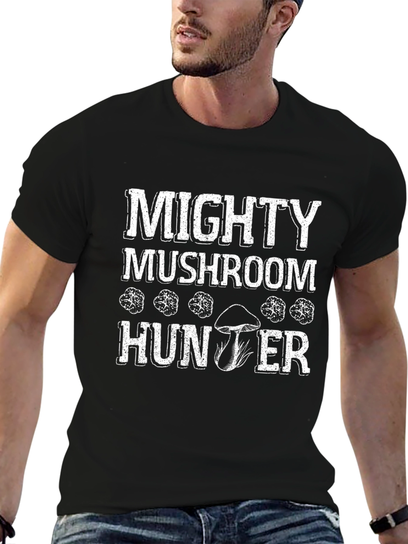 Mighty Mushroom Hunter Black T-Shirt