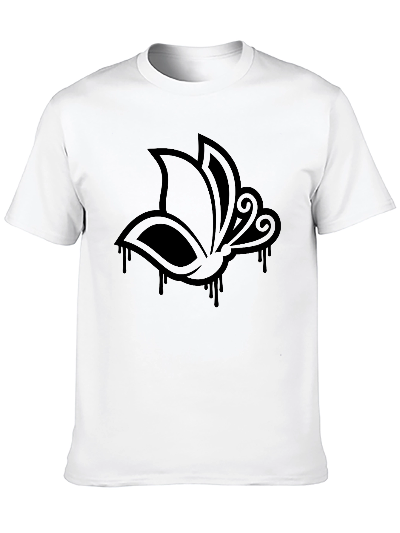 Abstract Butterfly Graphic Black T-Shirt