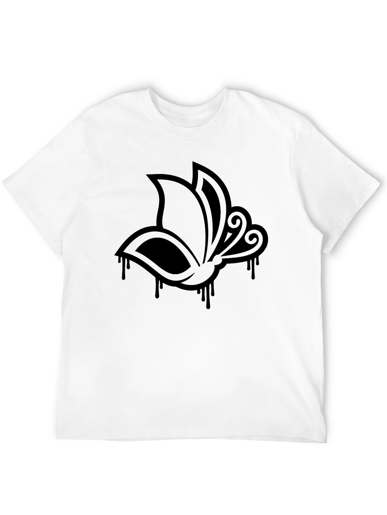 Abstract Butterfly Graphic Black T-Shirt