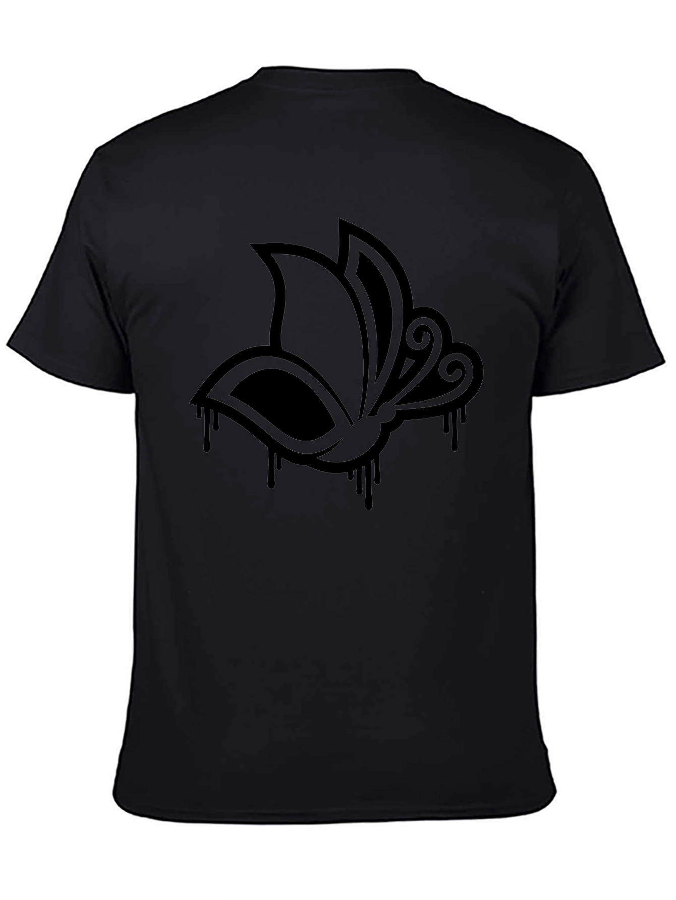 Abstract Butterfly Graphic Black T-Shirt