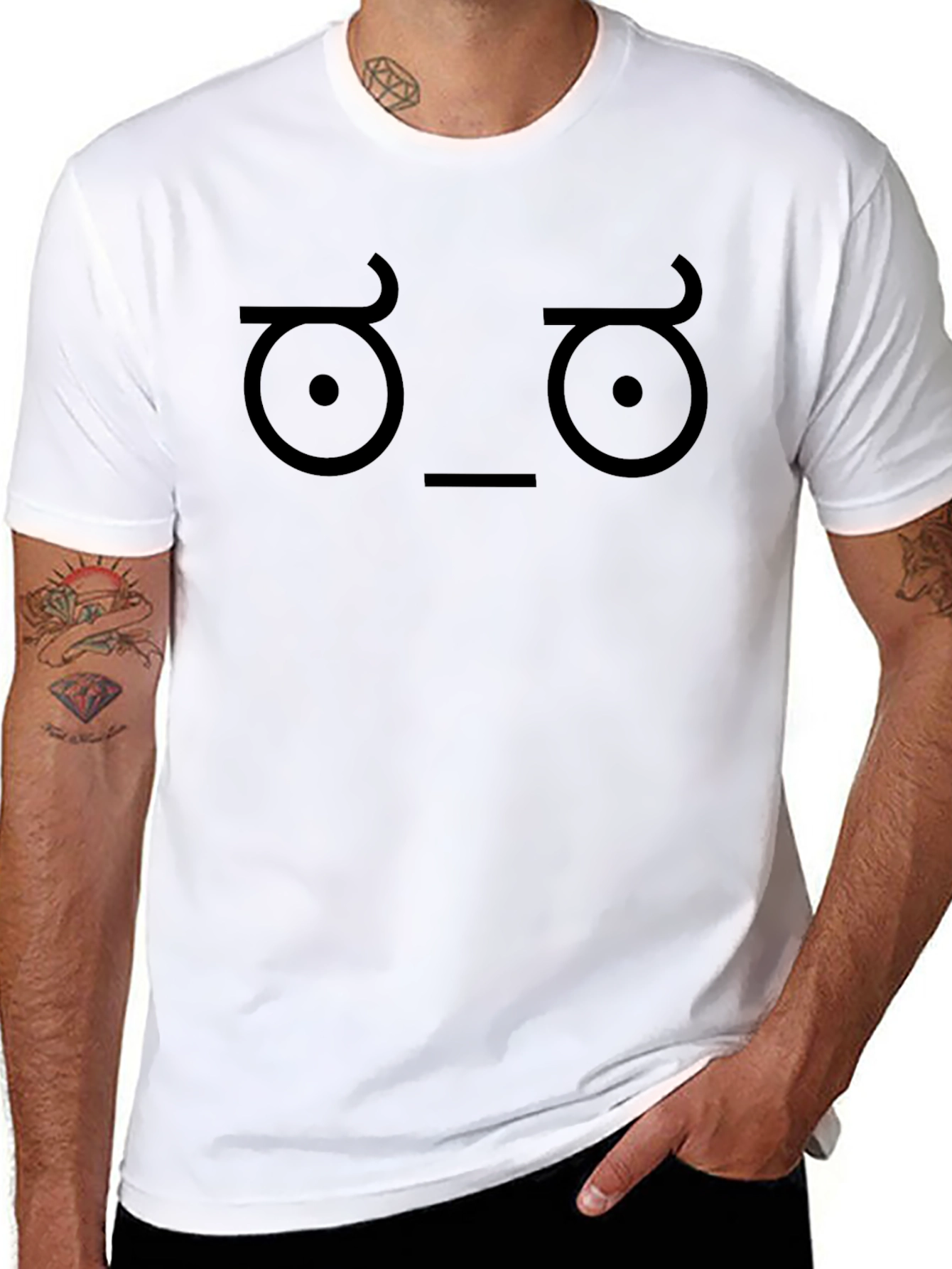 Doubtful Face Black T-Shirt - Express Yourself!