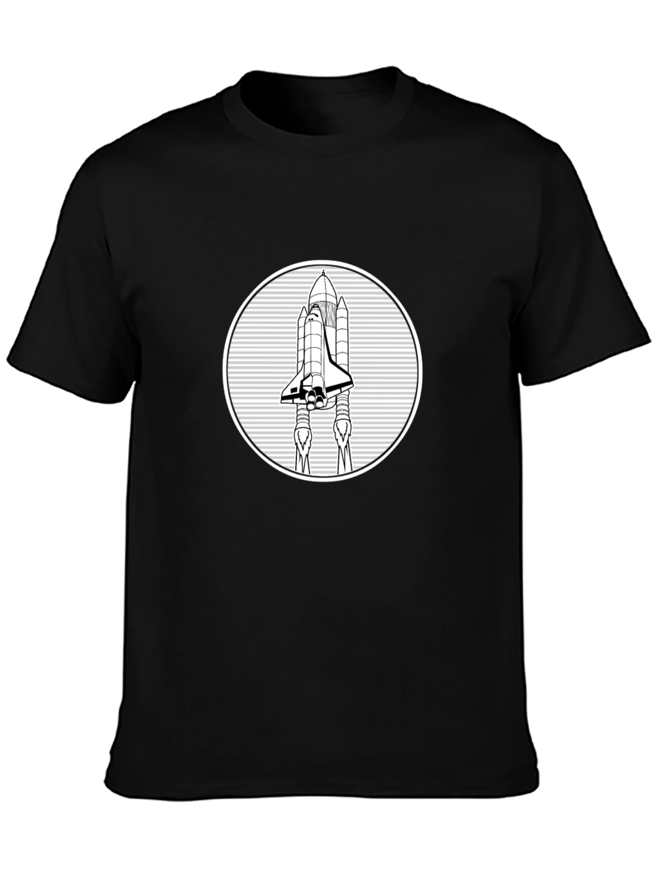 Space Shuttle Graphic Tee - Black Cotton T-Shirt