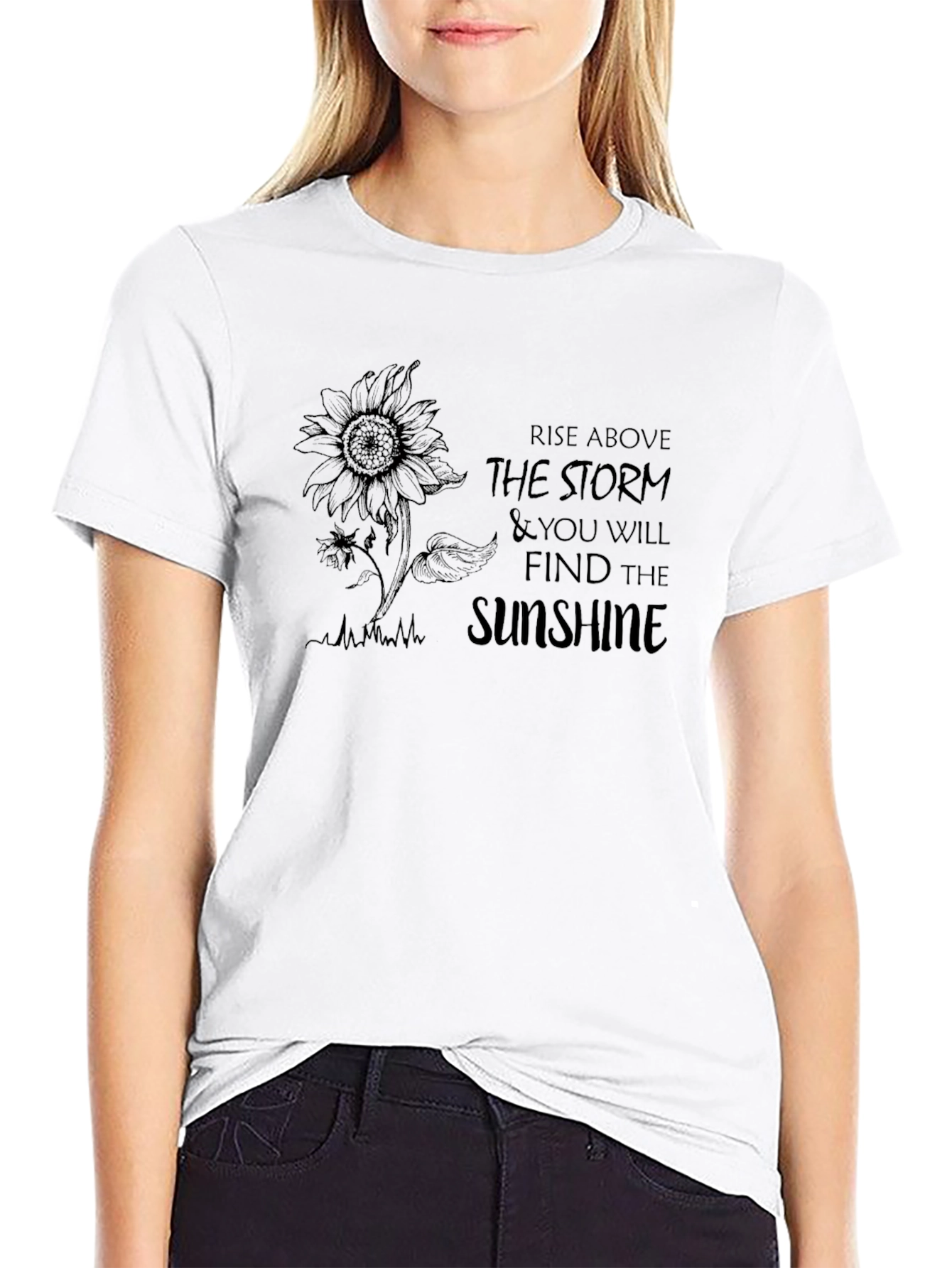 Rise Above Sunflower Graphic Tee - Black