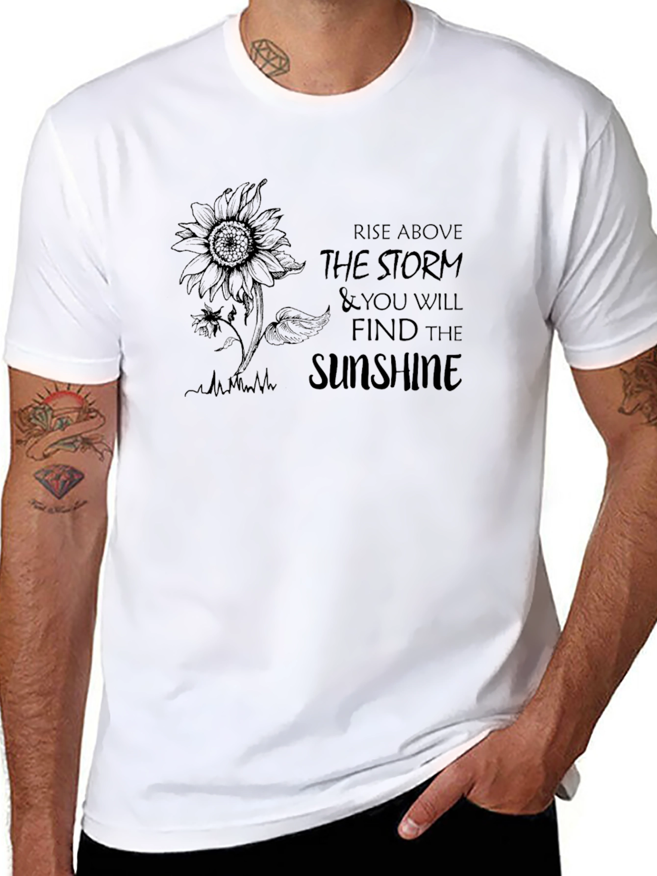 Rise Above Sunflower Graphic Tee - Black
