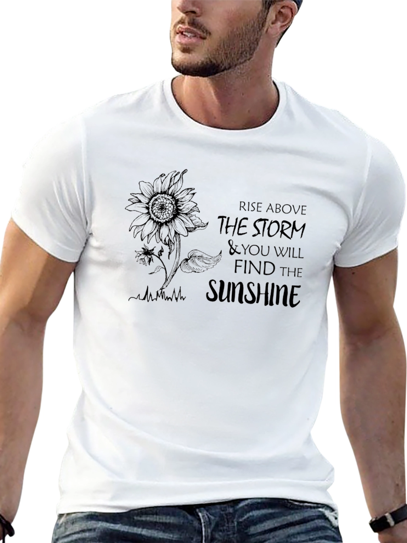 Rise Above Sunflower Graphic Tee - Black