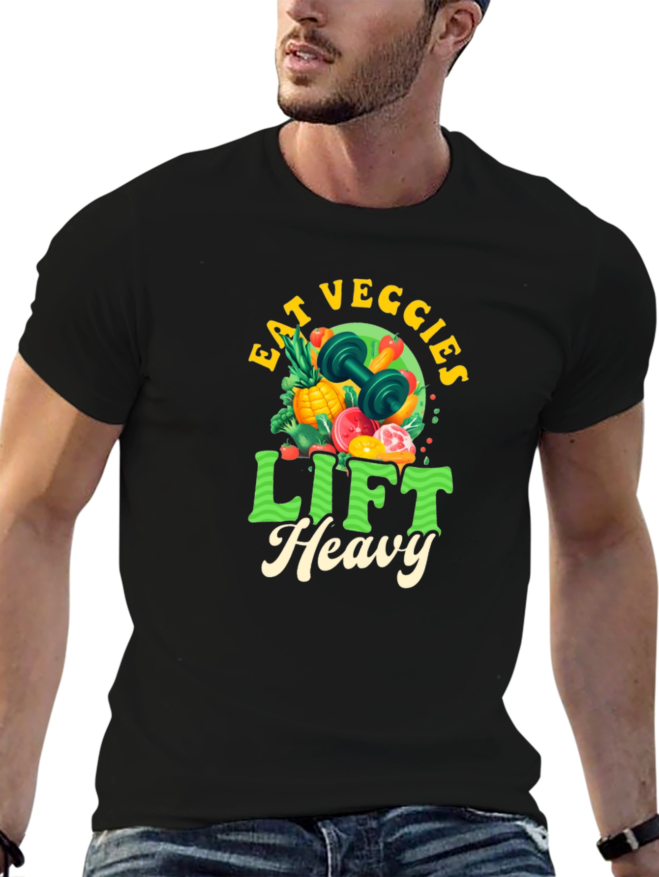 Eat Veggies Lift Heavy T-Shirt - Black