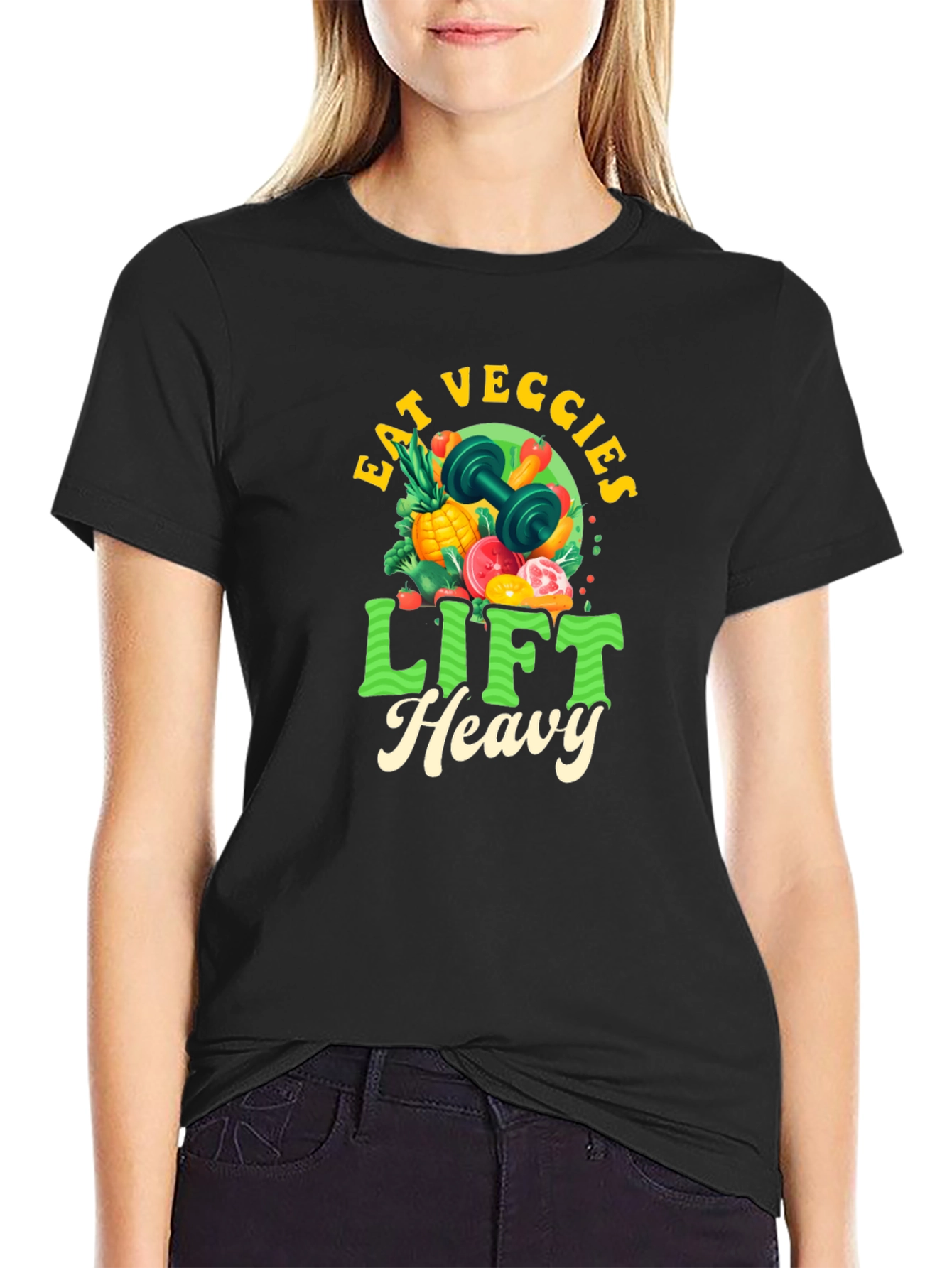 Eat Veggies Lift Heavy T-Shirt - Black