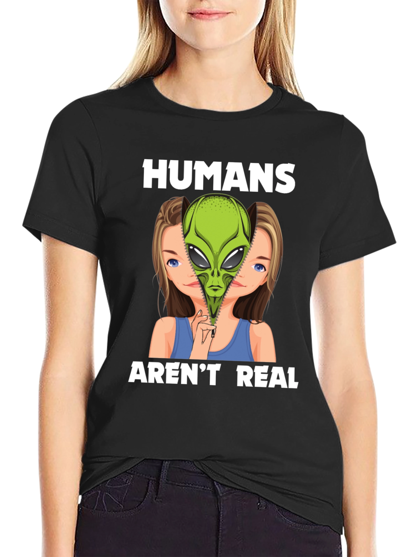 Humans Arent Real Alien Graphic T-Shirt