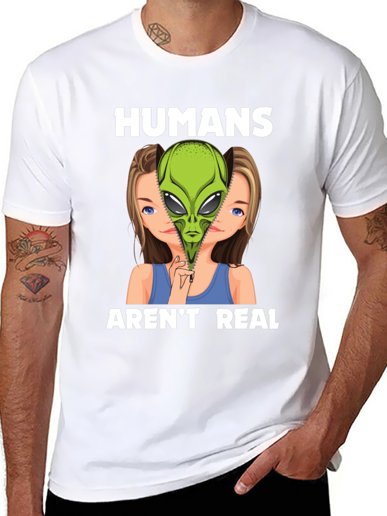 Humans Arent Real Alien Graphic T-Shirt
