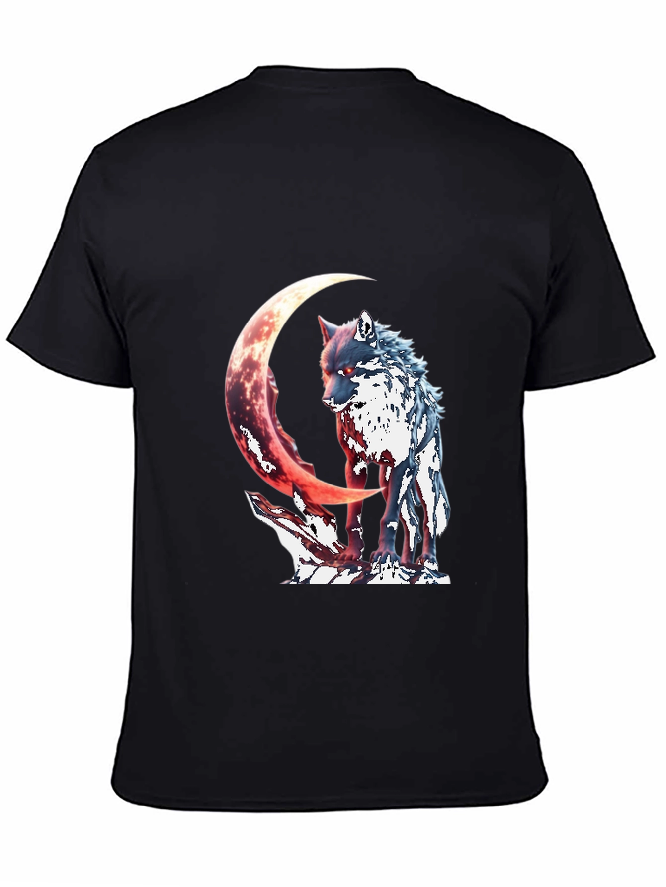 Wolf & Crescent Moon Graphic T-Shirt