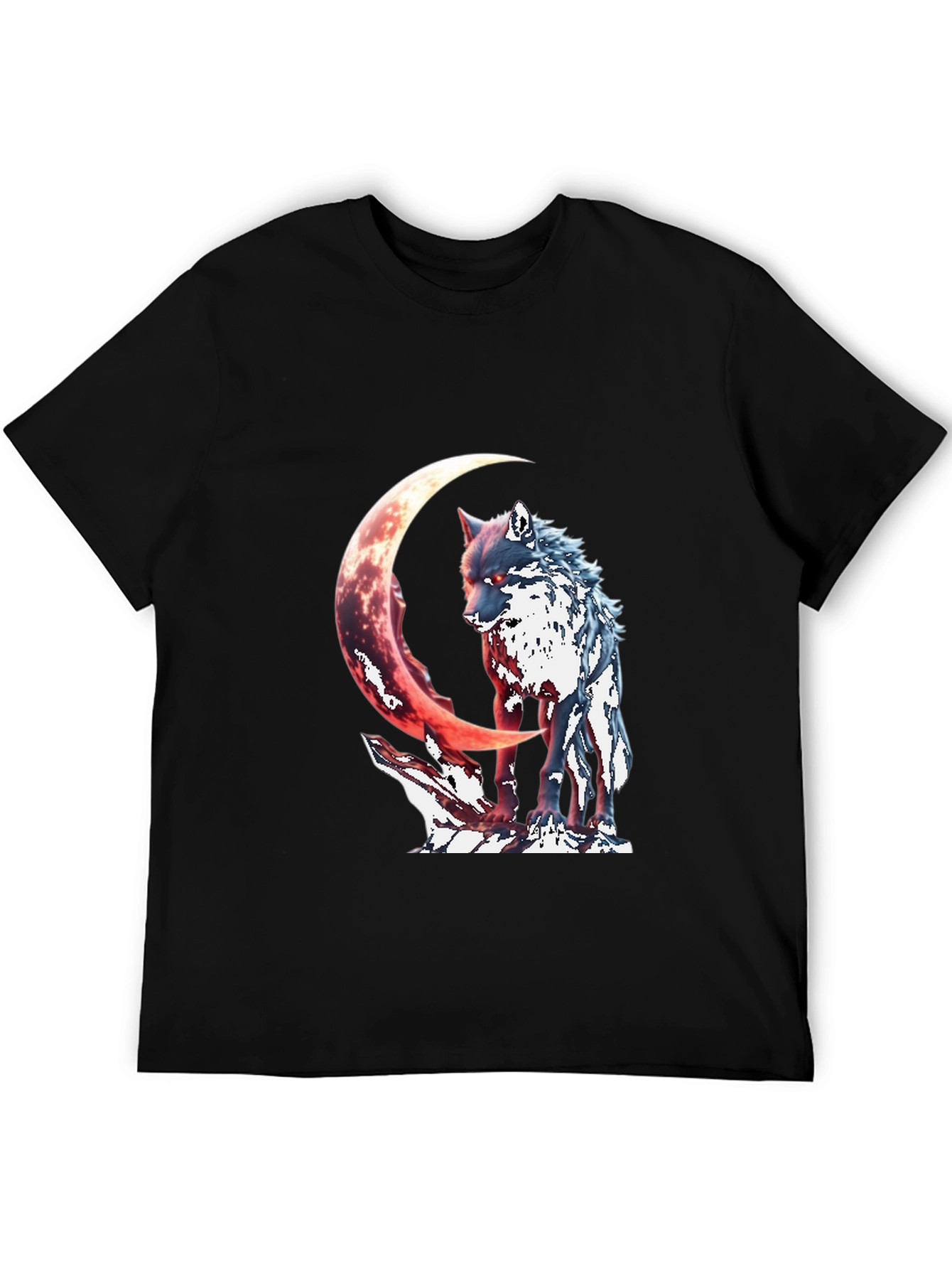 Wolf & Crescent Moon Graphic T-Shirt