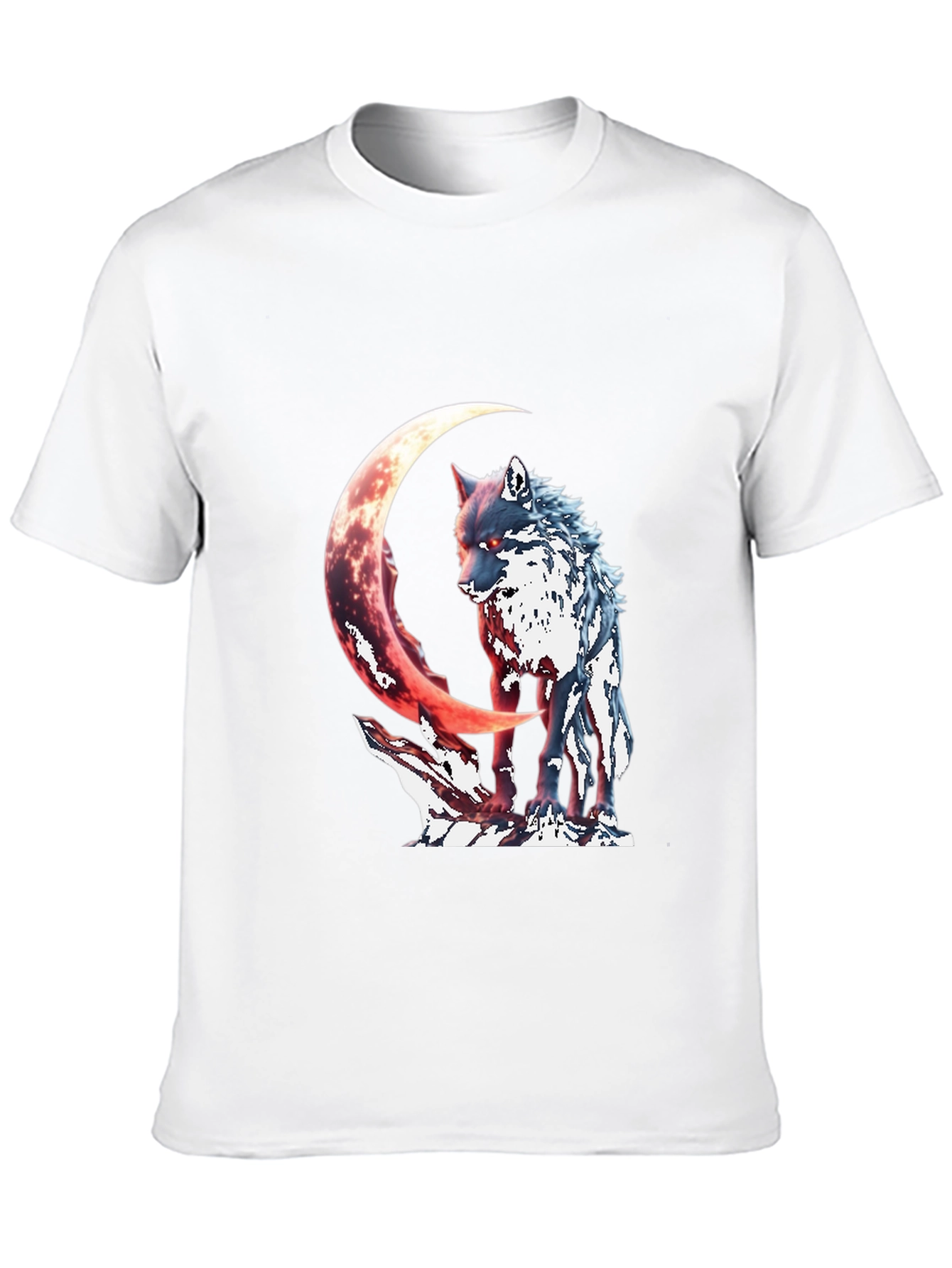 Wolf & Crescent Moon Graphic T-Shirt
