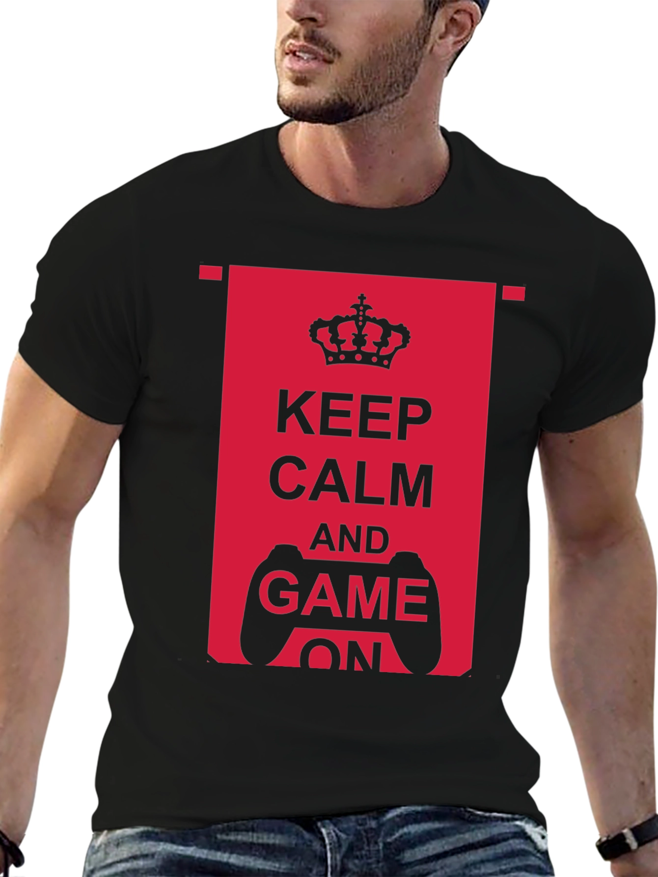 Keep Calm and Game On Black T-Shirt