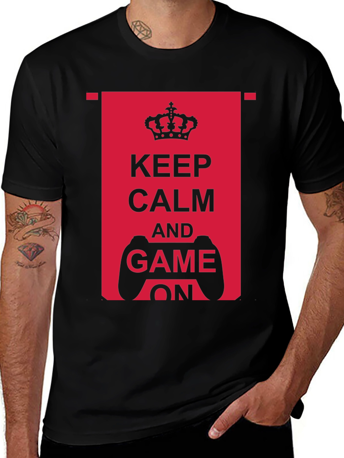 Keep Calm and Game On Black T-Shirt