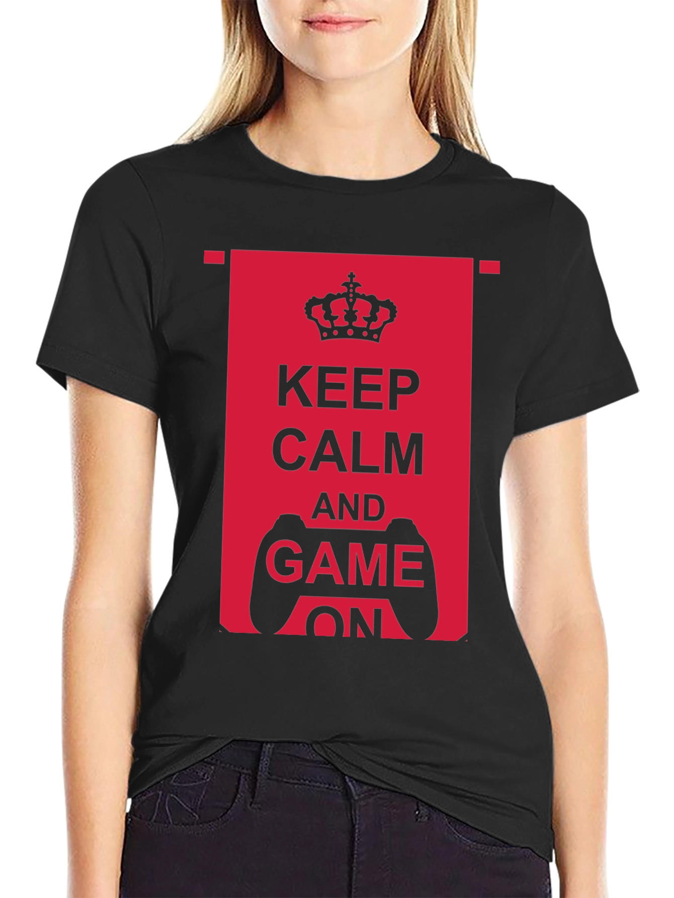 Keep Calm and Game On Black T-Shirt