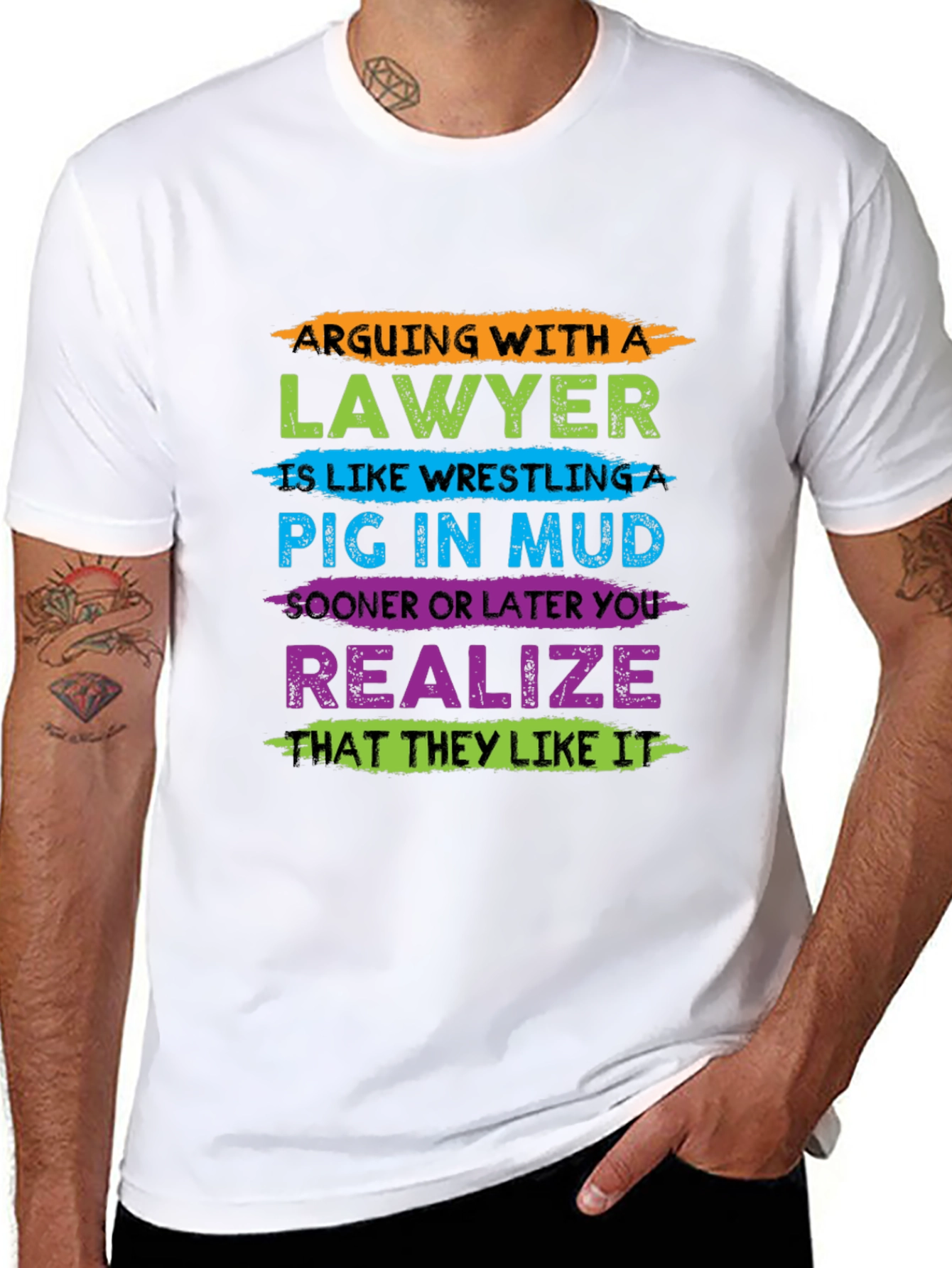 Lawyer Pig in Mud Graphic T-Shirt