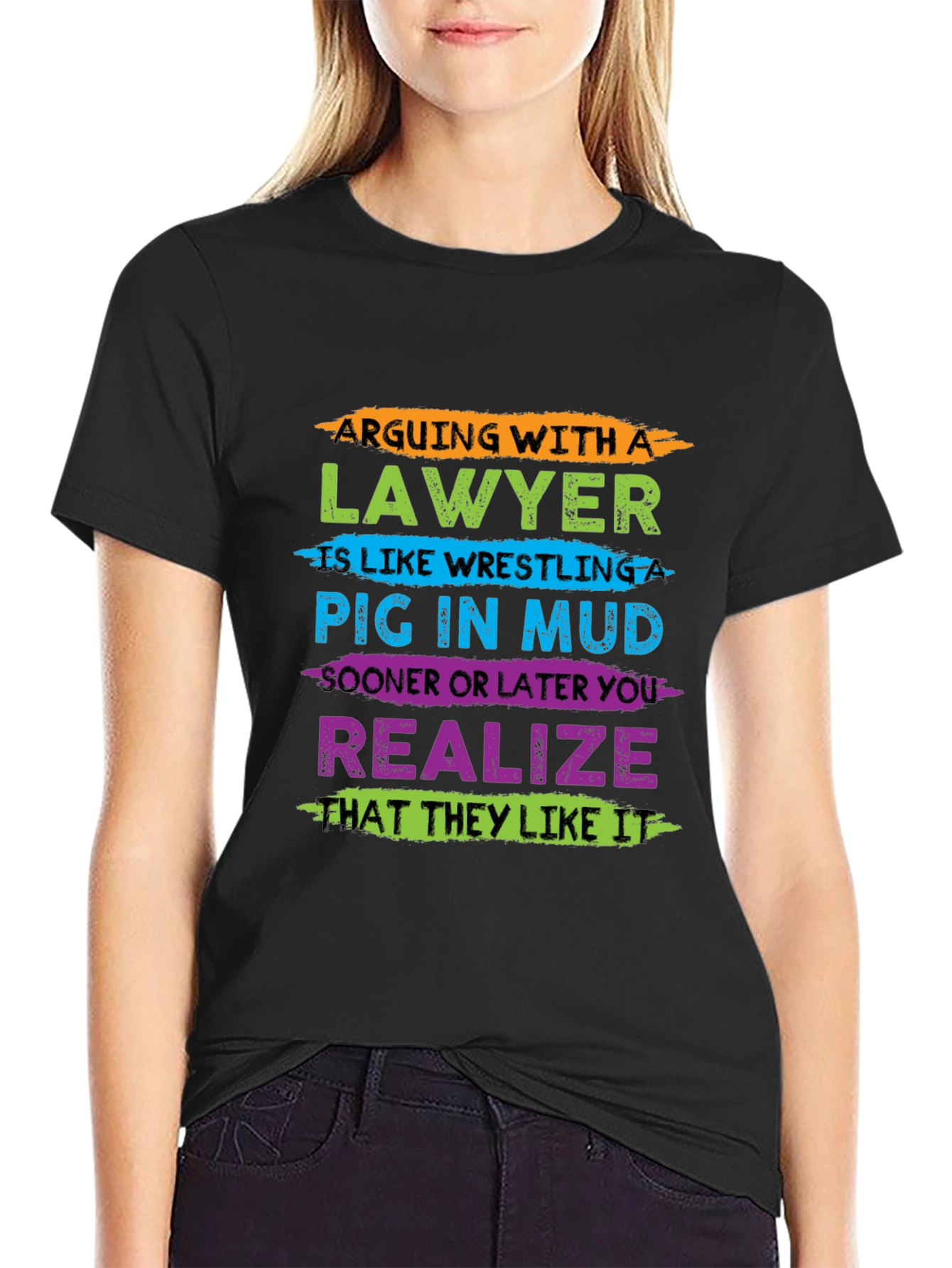 Lawyer Pig in Mud Graphic T-Shirt