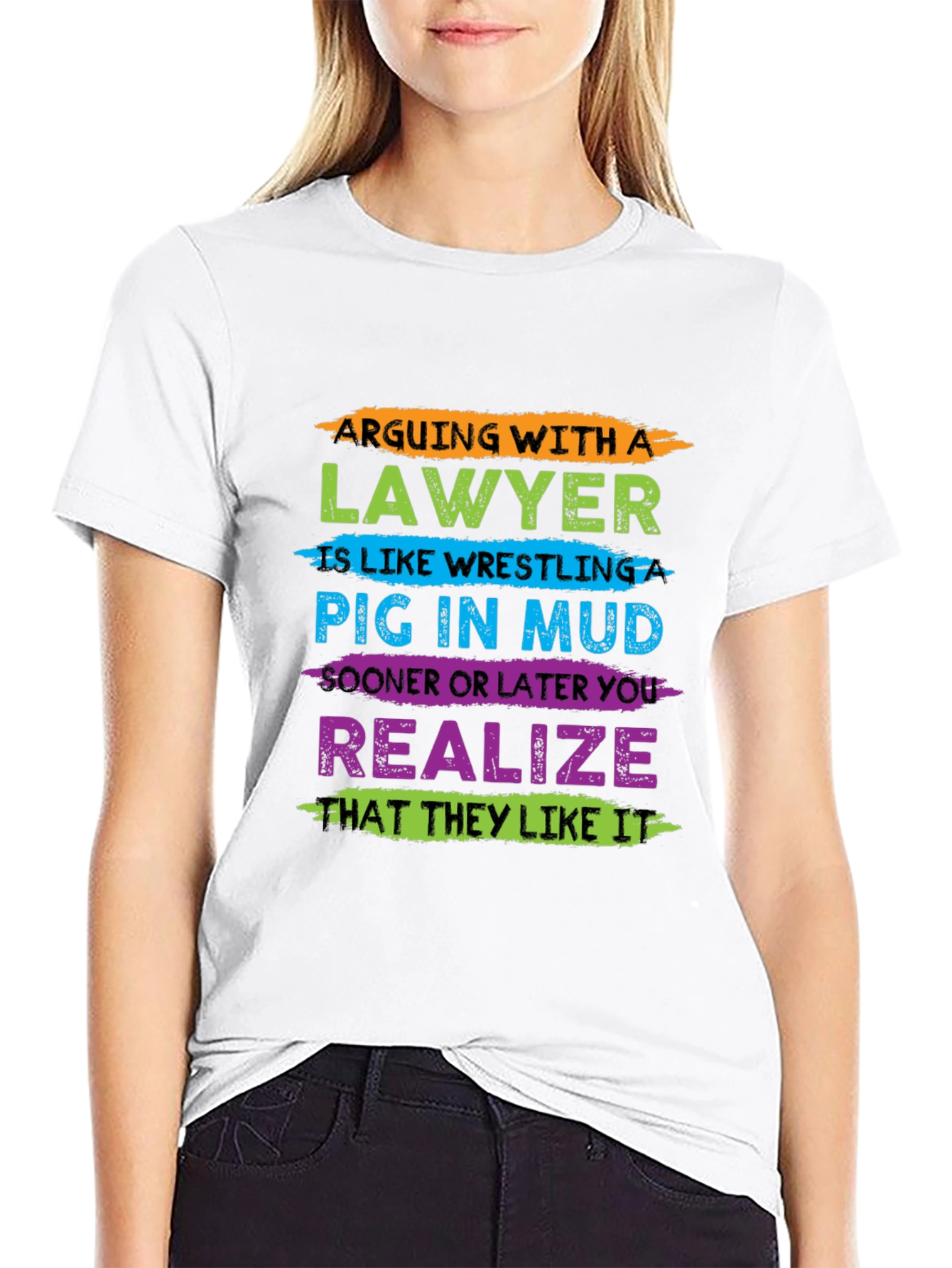 Lawyer Pig in Mud Graphic T-Shirt