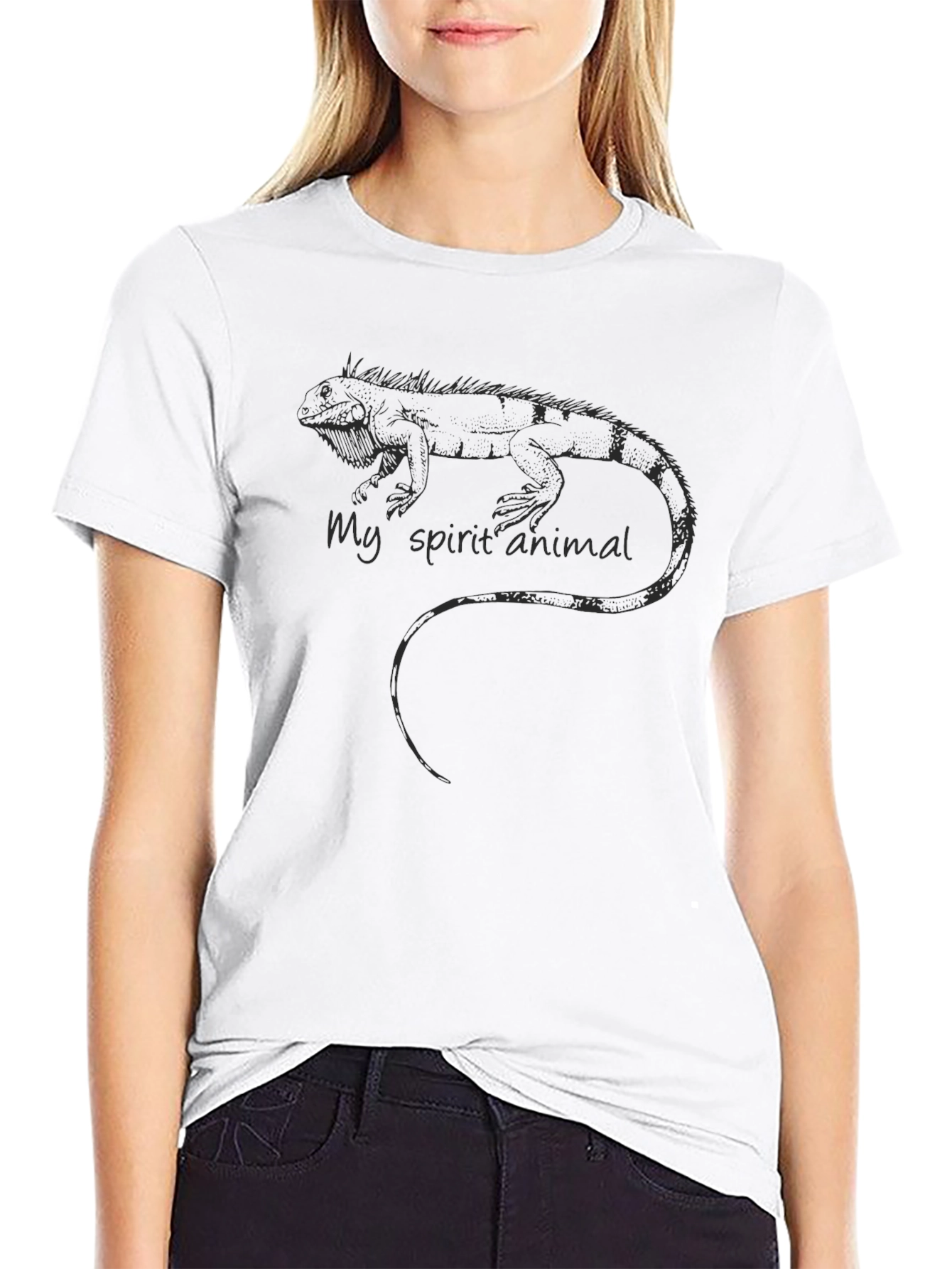 Iguana Spirit Animal Black T-Shirt