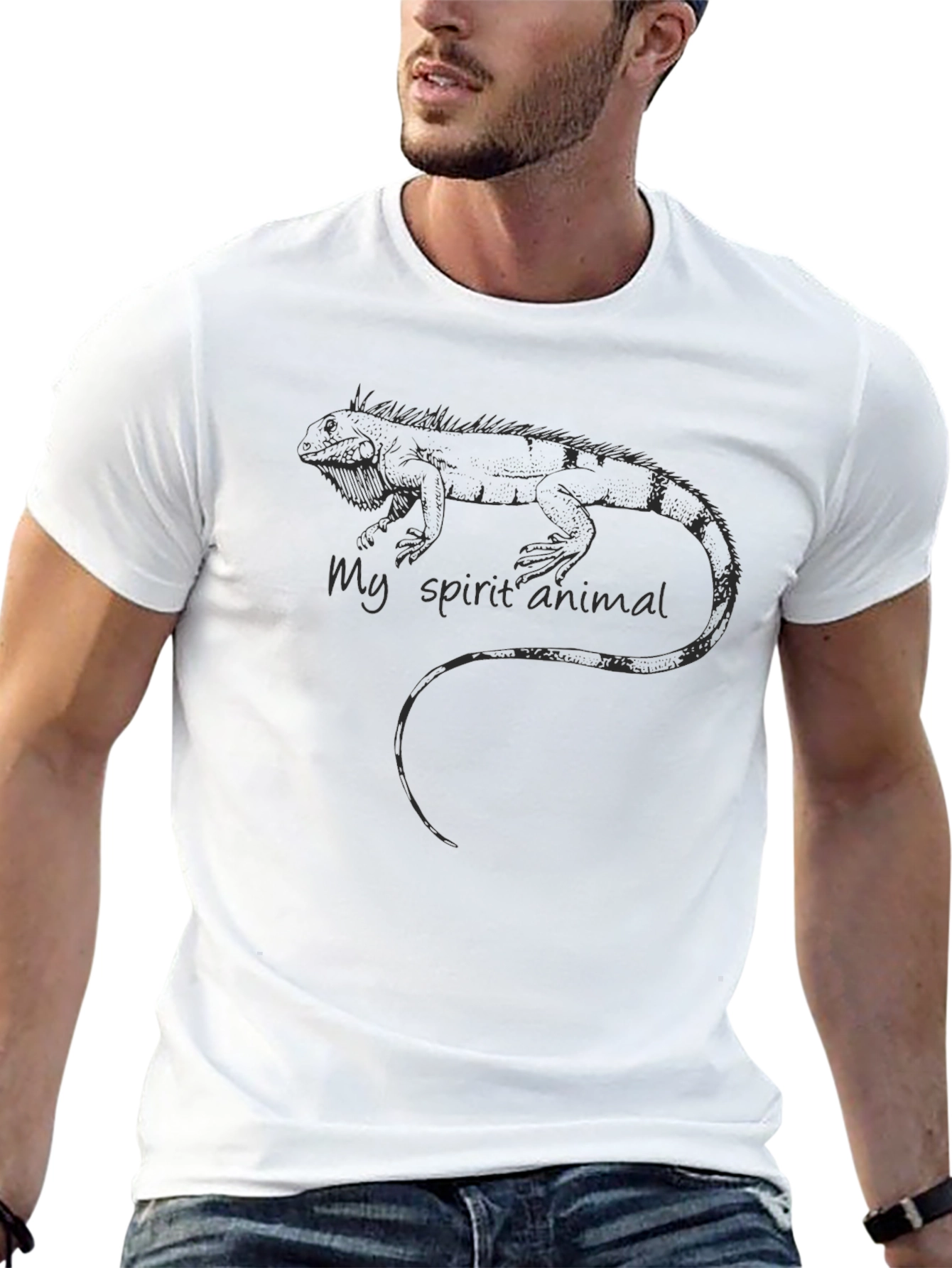 Iguana Spirit Animal Black T-Shirt