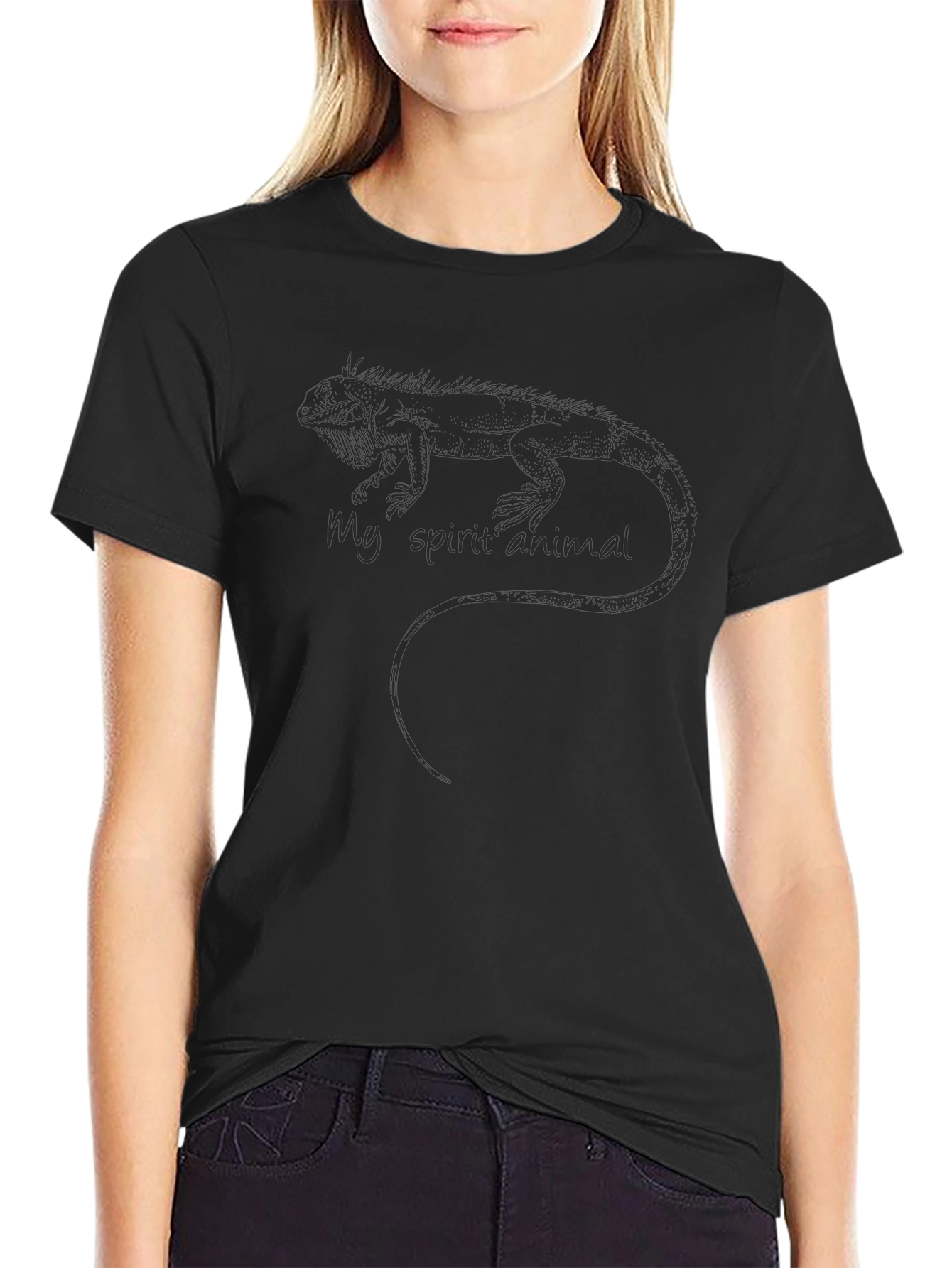 Iguana Spirit Animal Black T-Shirt