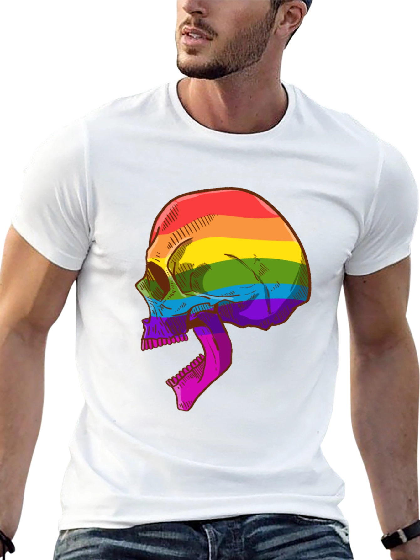 Rainbow Skull Graphic Tee - LGBTQ Pride Shirt