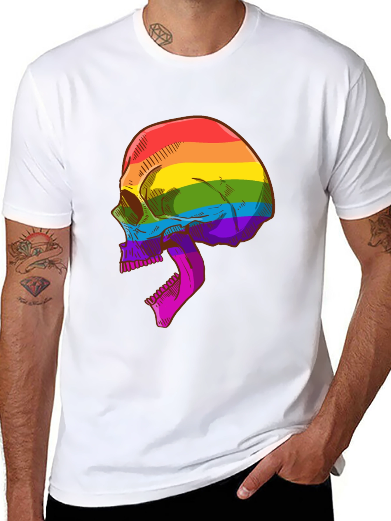 Rainbow Skull Graphic Tee - LGBTQ Pride Shirt