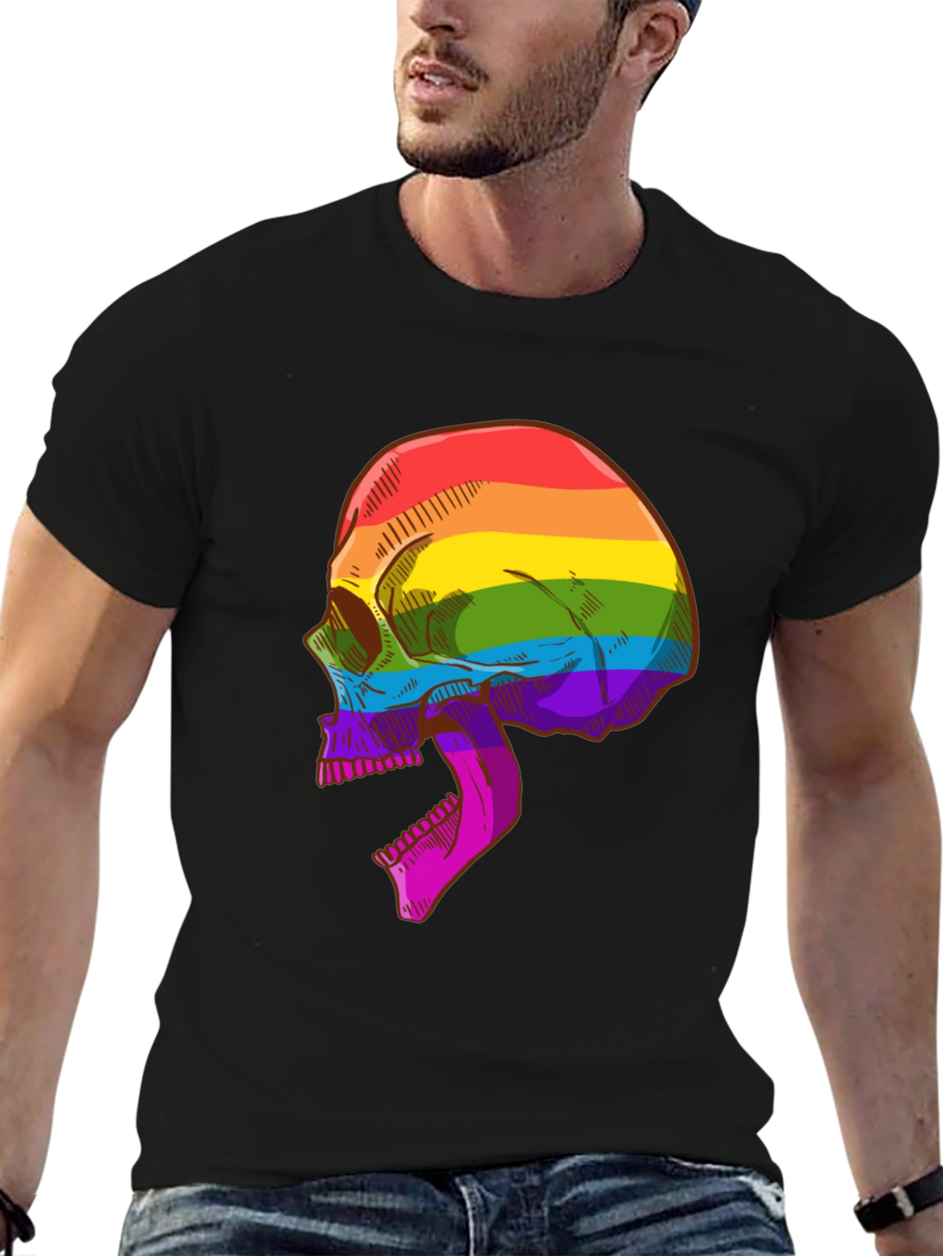 Rainbow Skull Graphic Tee - LGBTQ Pride Shirt