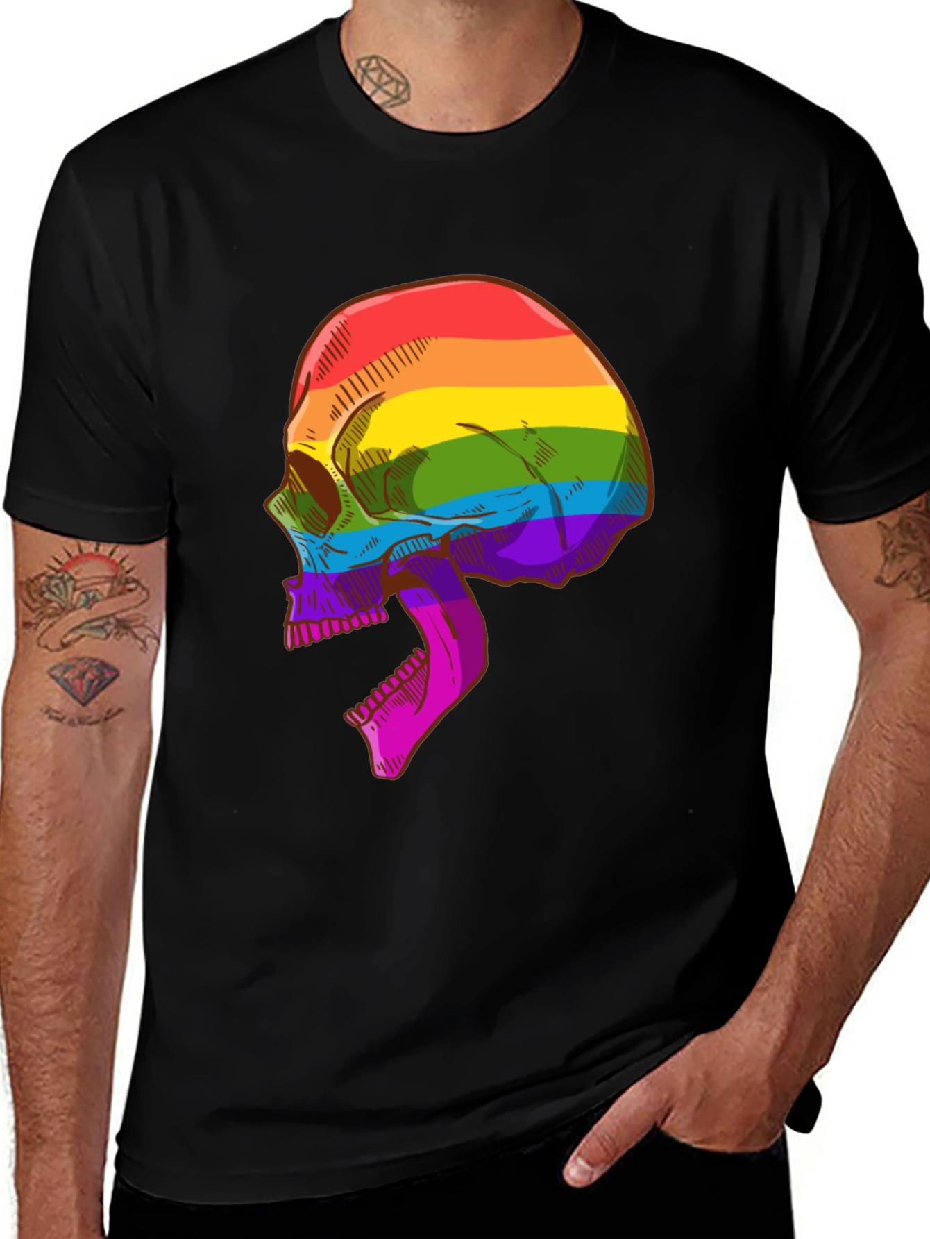 Rainbow Skull Graphic Tee - LGBTQ Pride Shirt