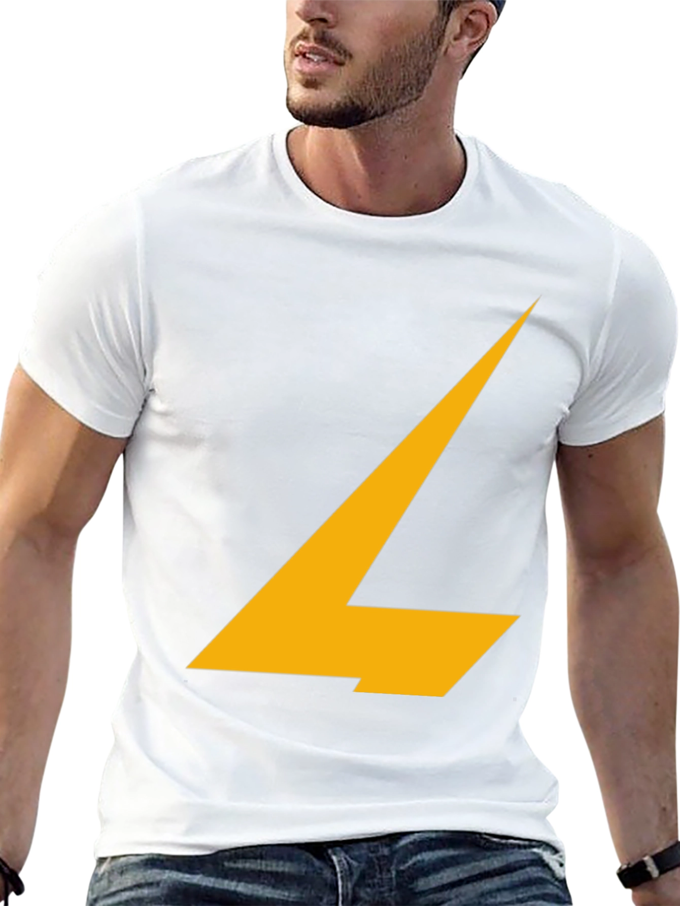 Stylish Black Tee with Abstract Yellow Design