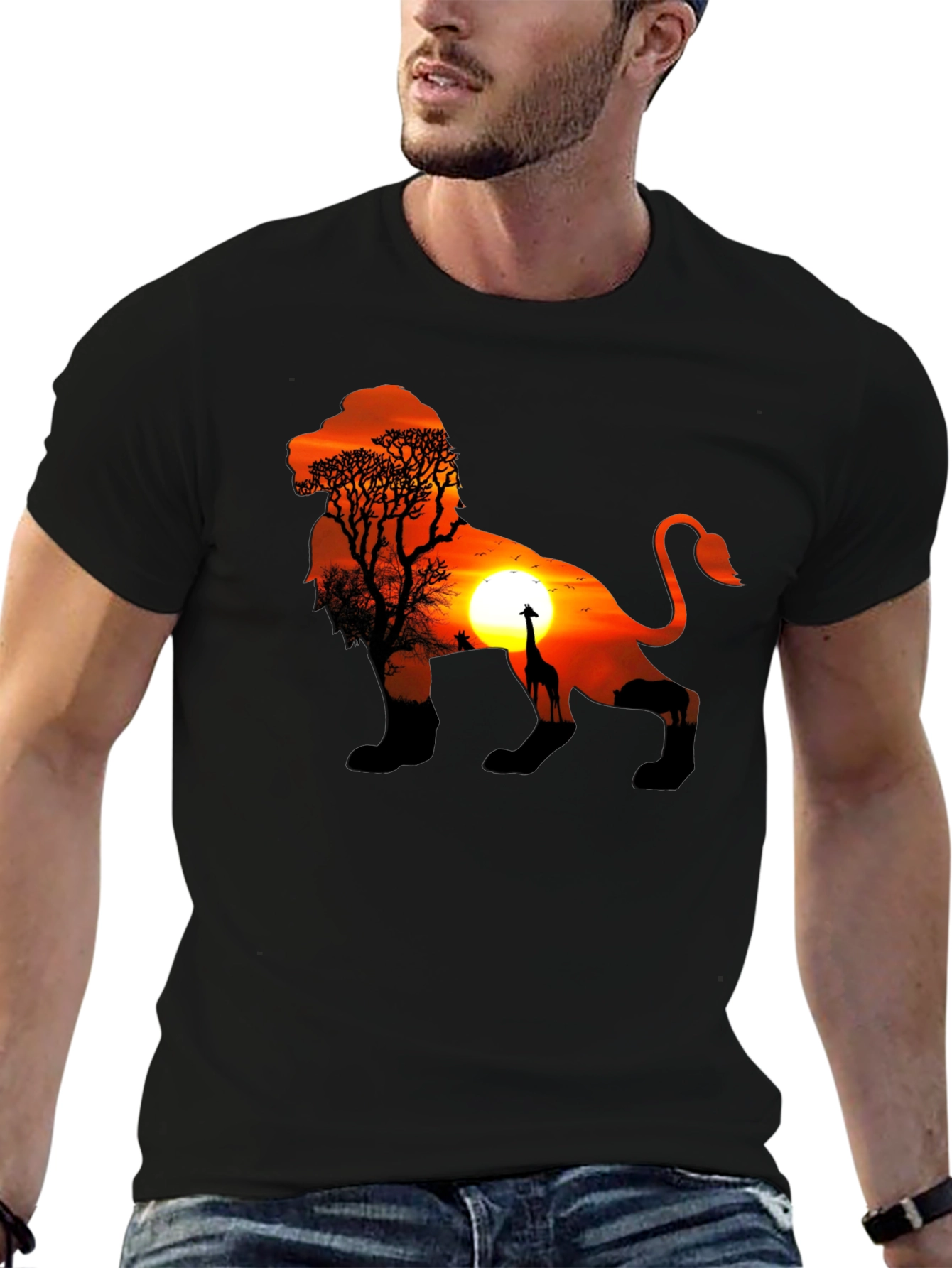 Lion Sunset Graphic Tee - Unique Design